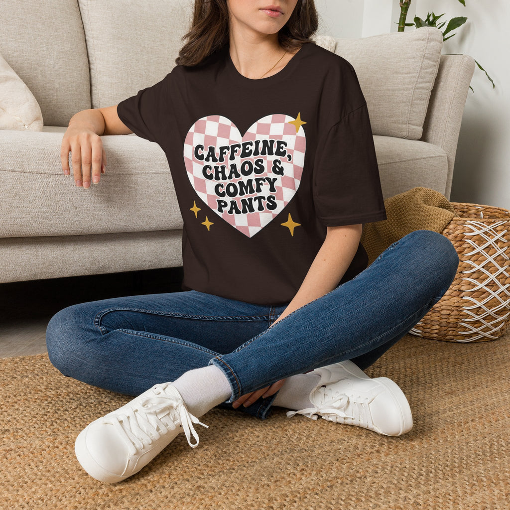 “Caffeine, Chaos & Comfy Pants” Nurse T-shirt