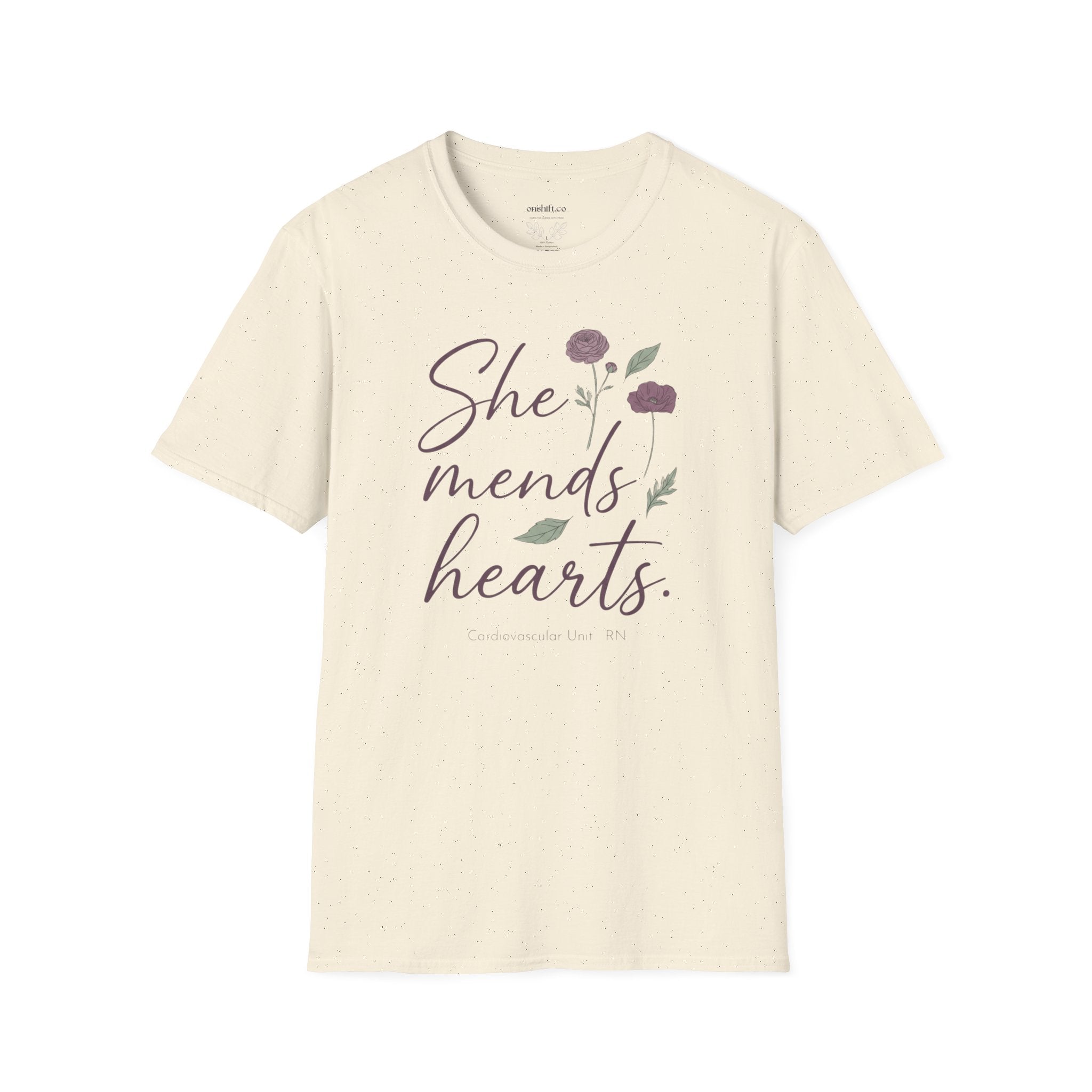She Mends Hearts Cardiac RN T-Shirt