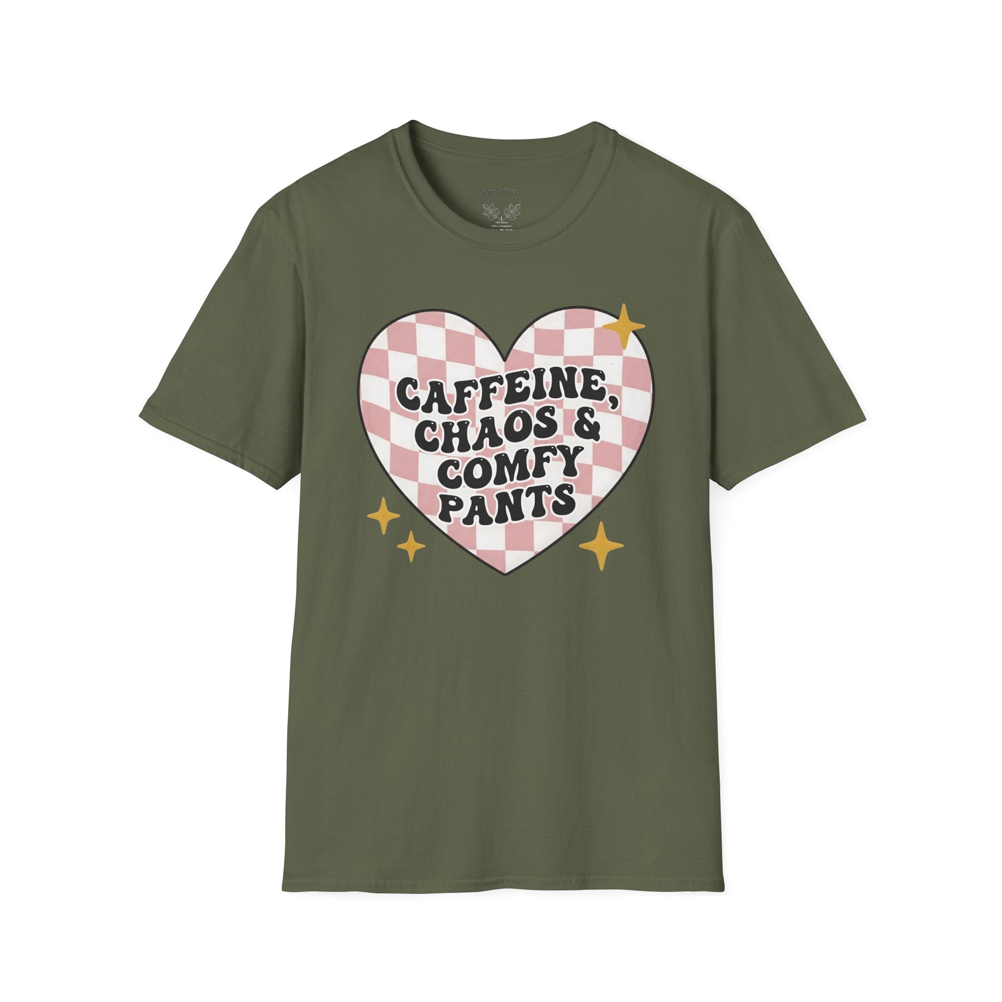 “Caffeine, Chaos & Comfy Pants” Nurse T-shirt