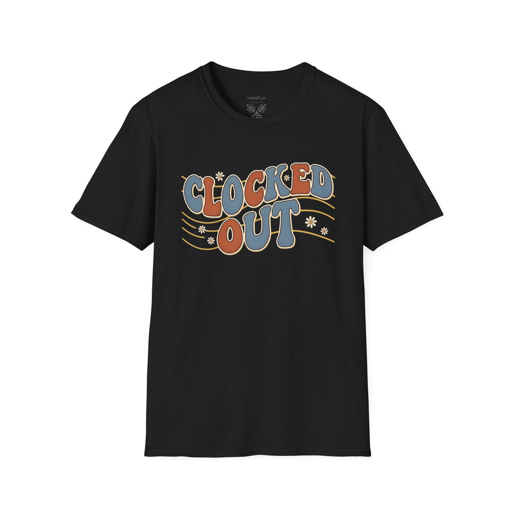 Clocked Out Nurse T-Shirt — Retro 70s Vibe