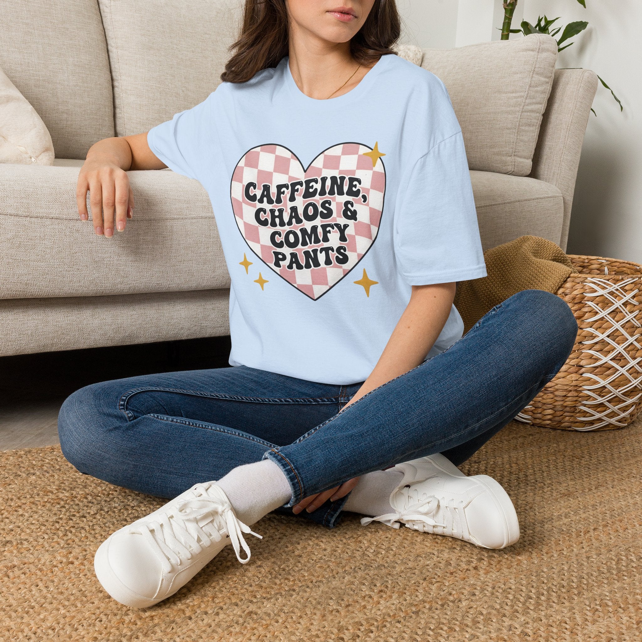 “Caffeine, Chaos & Comfy Pants” Nurse T-shirt