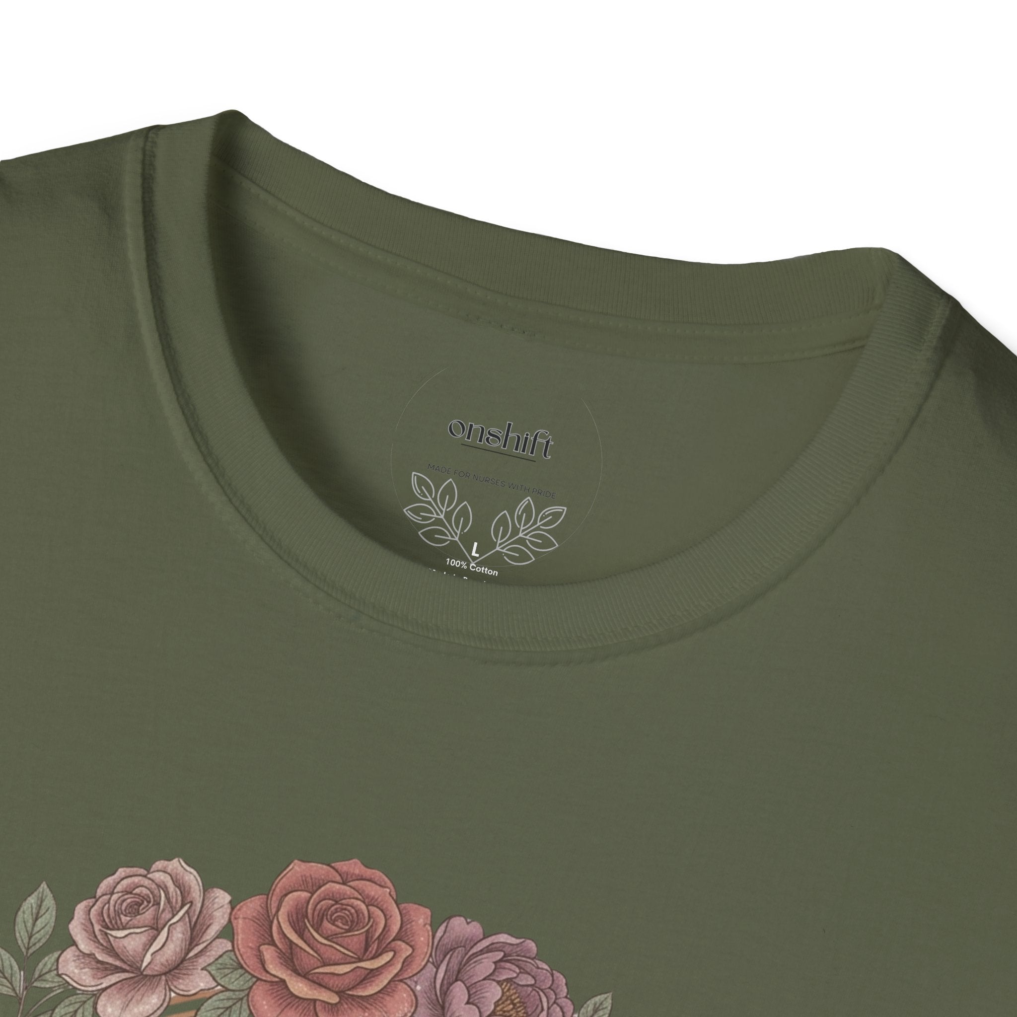 T-shirt infirmière en soins intensifs à motifs floraux