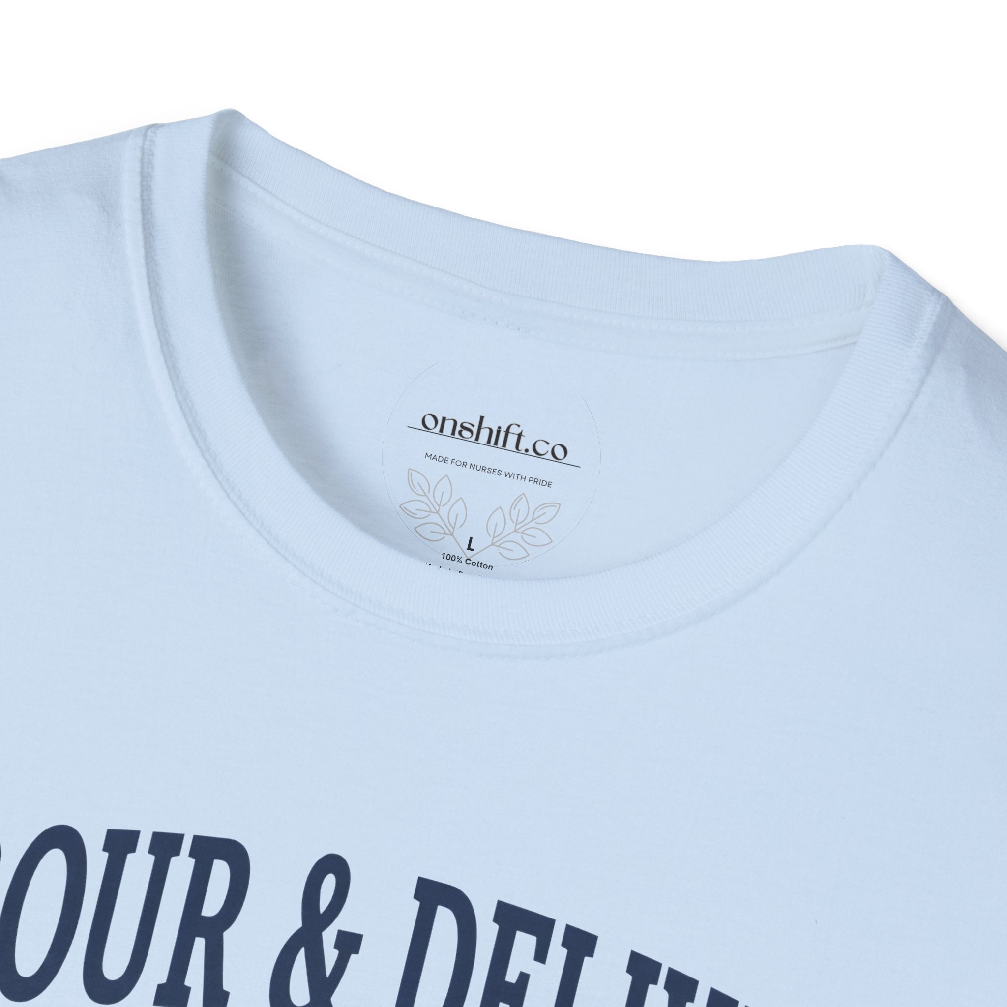 Labor and delivery nurse vintage collegiate-style t-shirt