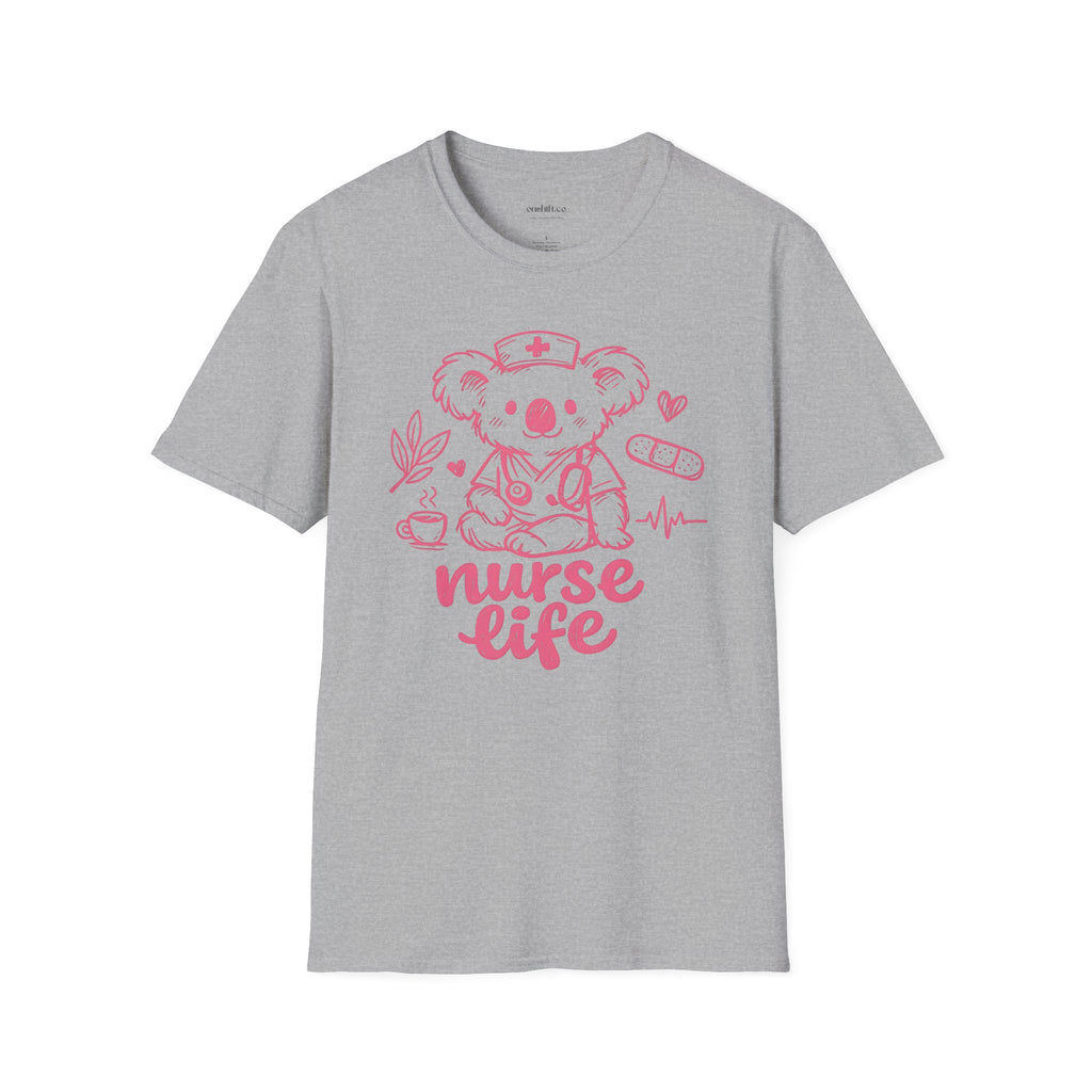 Nurse Life Koala T‑Shirt — Cute Pink Nurse Koala Tee