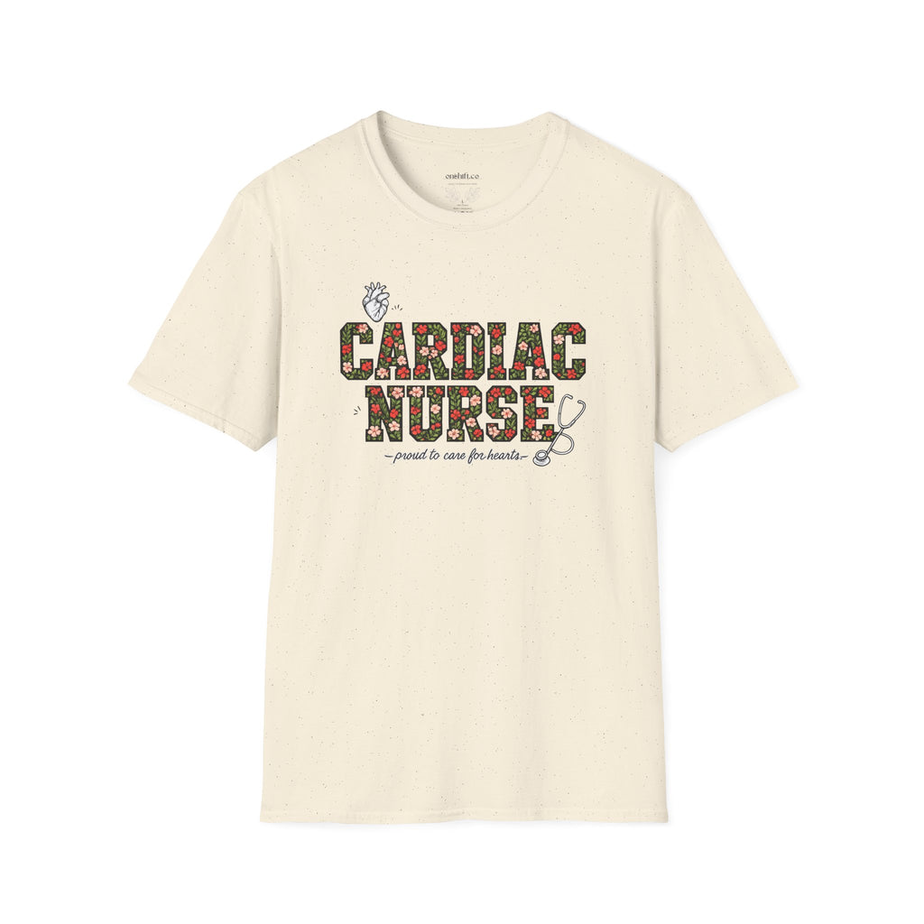 Cardiac Nurse Floral Tee — Proud to Care for Hearts