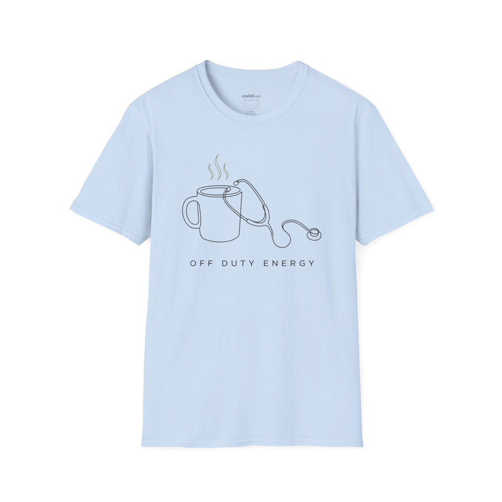 Coffee & Stethoscope Nurse T‑Shirt — Off Duty Energy Tee for Nurses off the clock