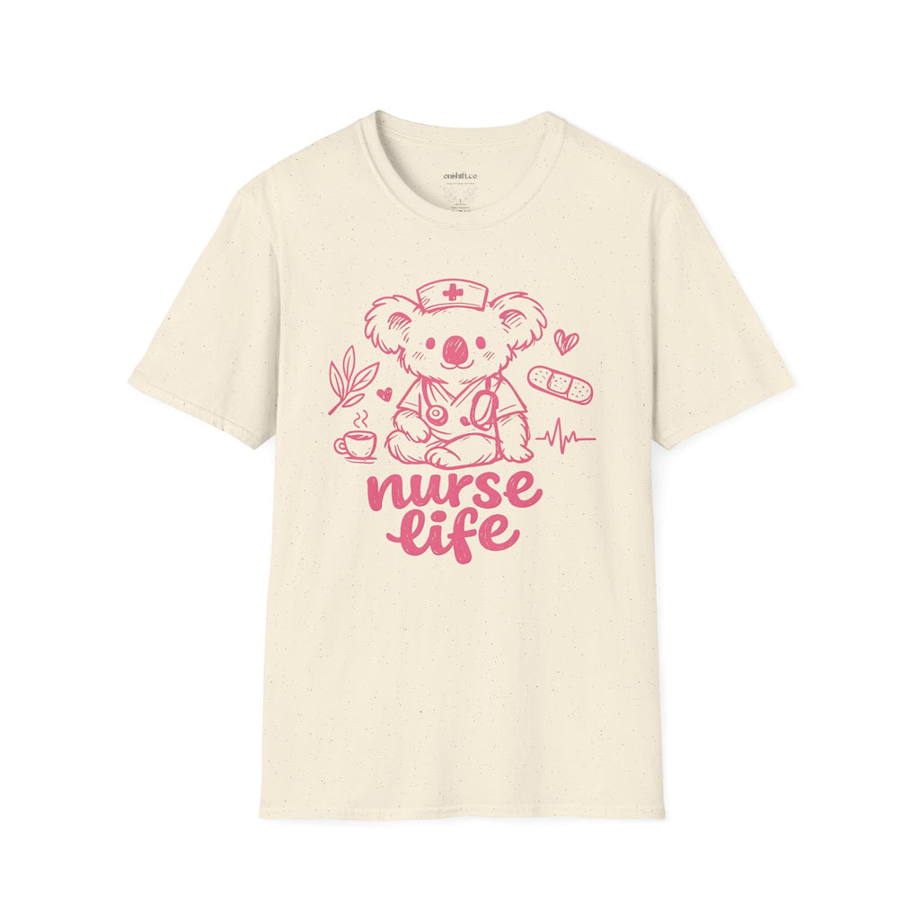 Nurse Life Koala T‑Shirt — Cute Pink Nurse Koala Tee