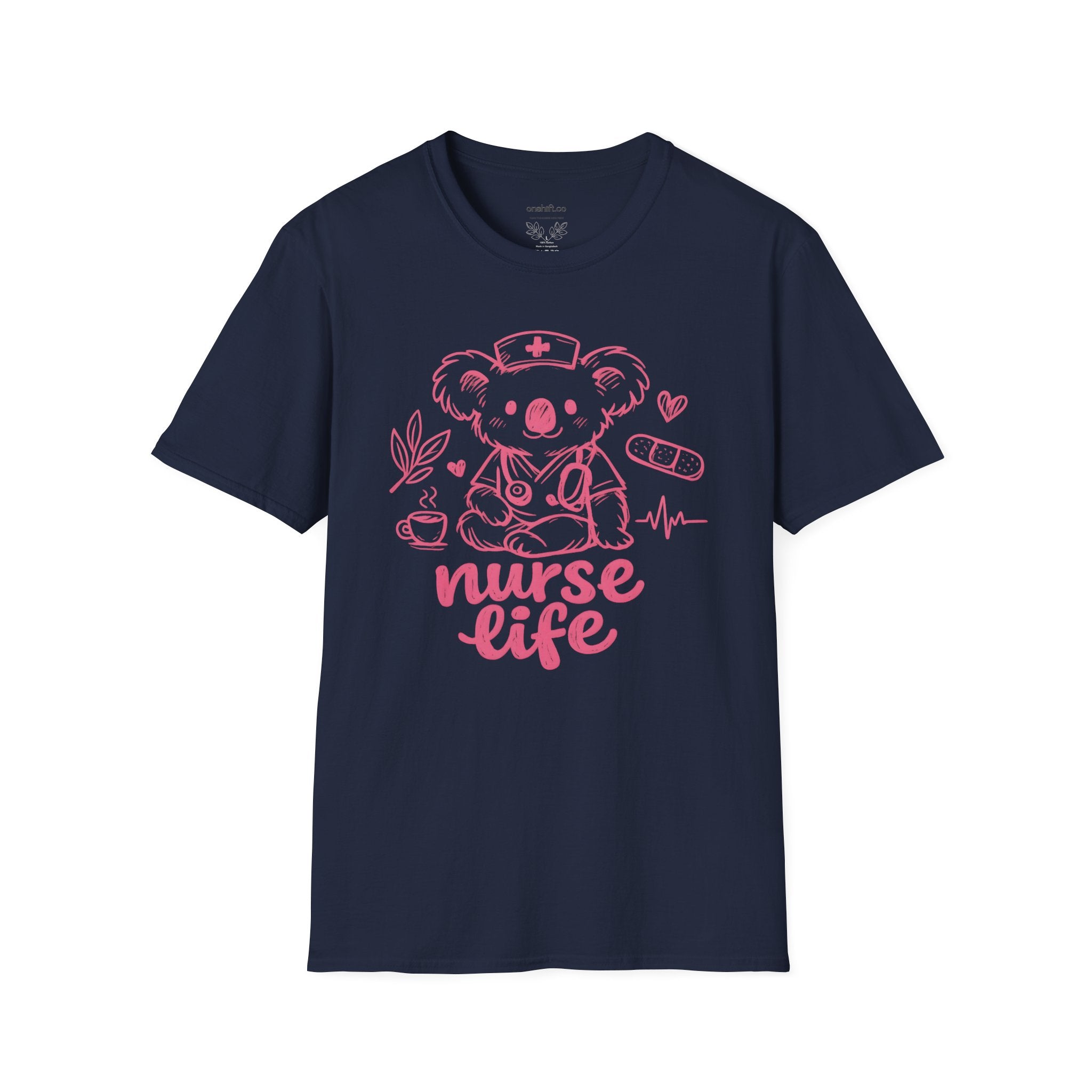 Nurse Life Koala T‑Shirt — Cute Pink Nurse Koala Tee