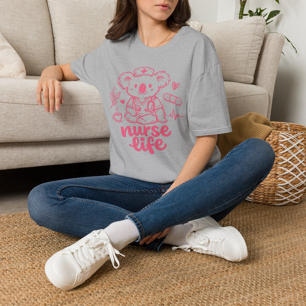 Nurse Life Koala T‑Shirt — Cute Pink Nurse Koala Tee