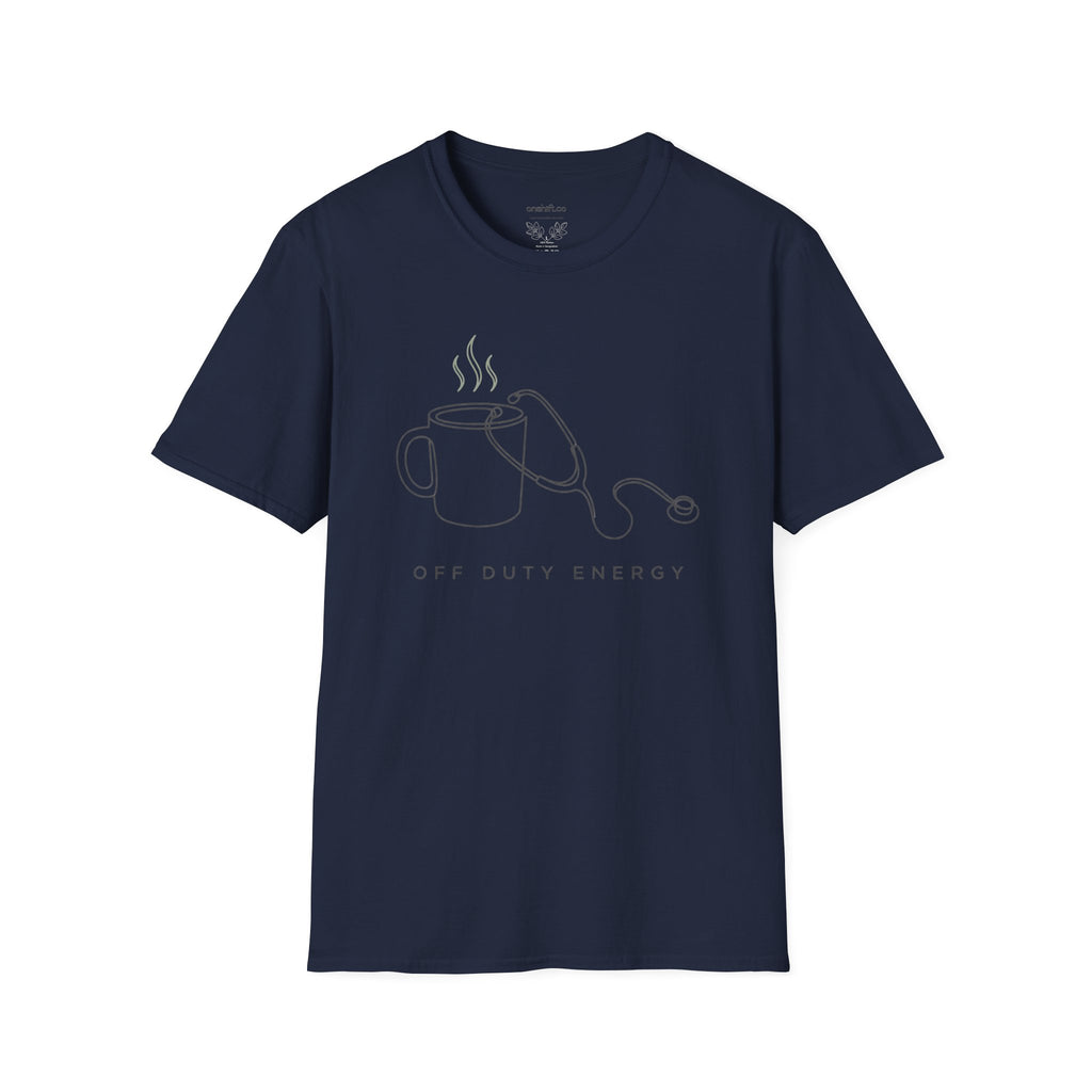 Coffee & Stethoscope Nurse T‑Shirt — Off Duty Energy Tee for Nurses off the clock