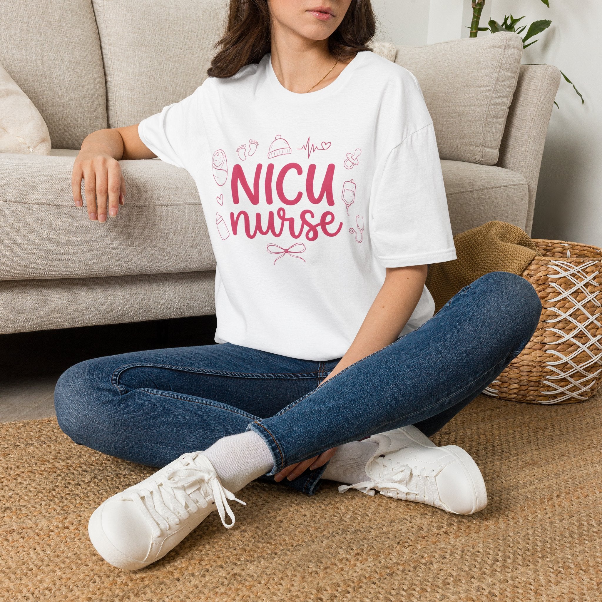 NICU Nurse T-Shirt — Pink Baby Care Tee for NICU Nurses