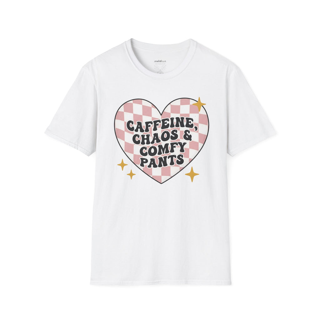 “Caffeine, Chaos & Comfy Pants” Nurse T-shirt