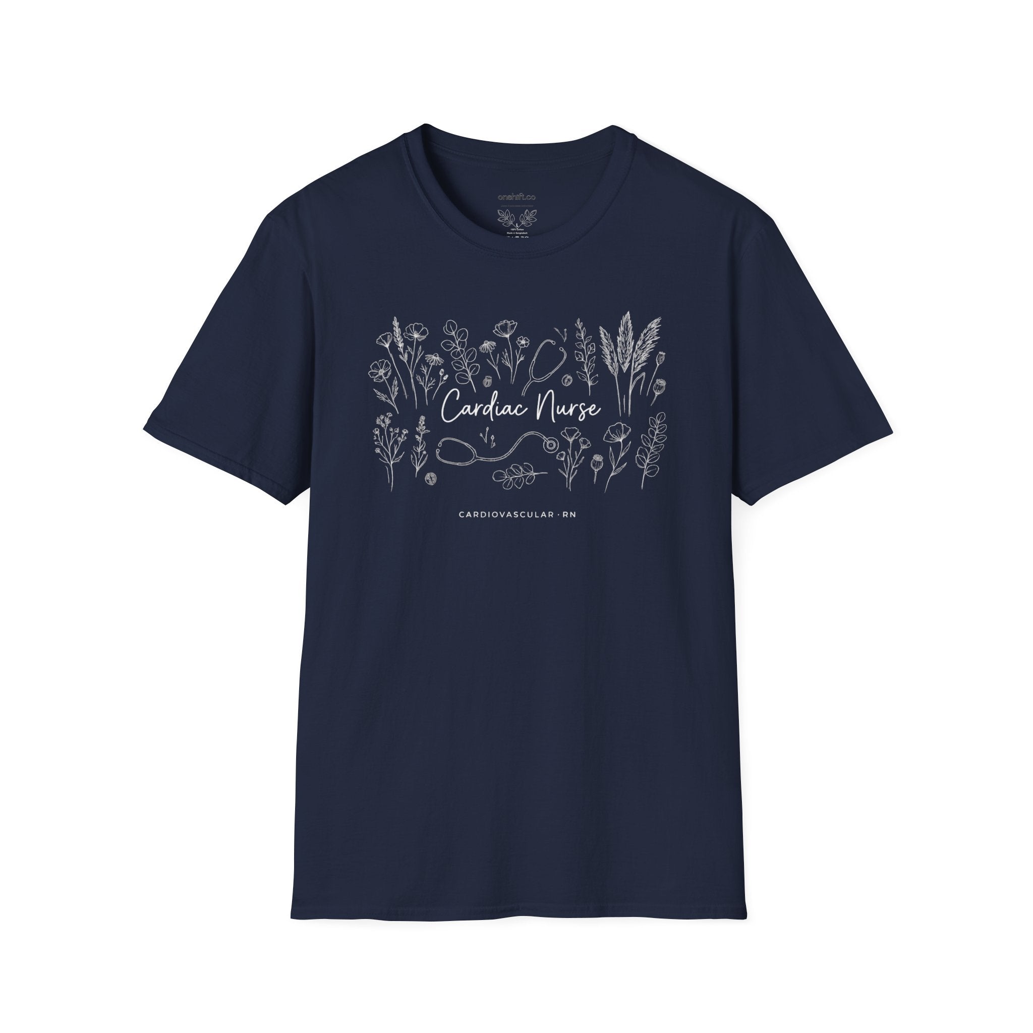 T-shirt d'infirmière en cardiologie à motifs floraux
