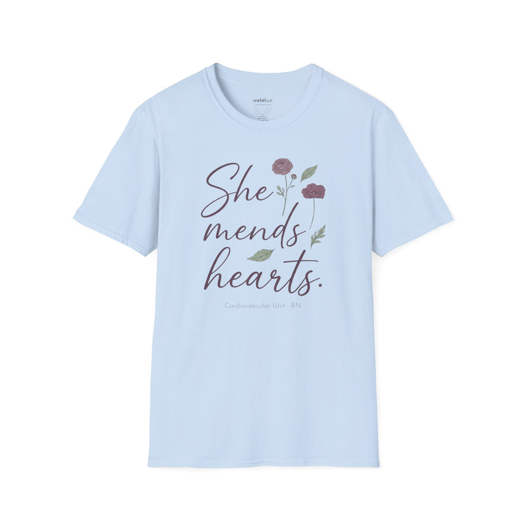 She Mends Hearts Cardiac RN T-Shirt