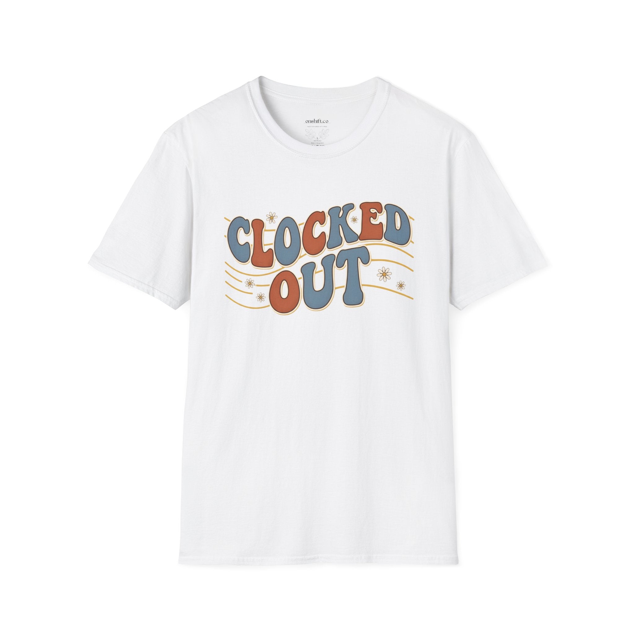 Clocked Out Nurse T-Shirt — Retro 70s Vibe