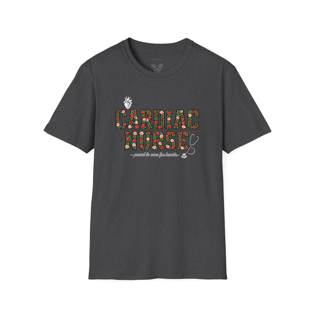 Cardiac Nurse Floral Tee — Proud to Care for Hearts
