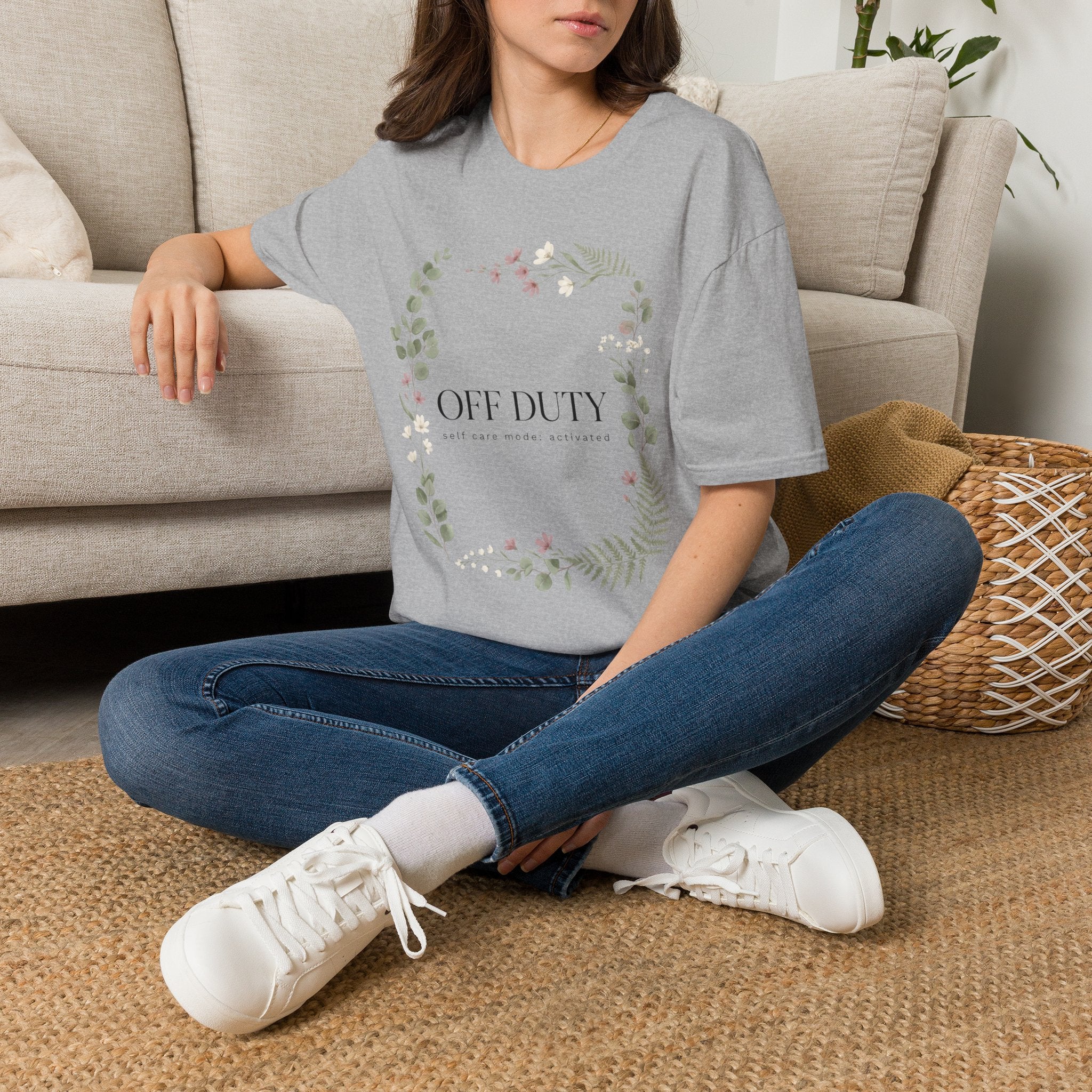 Off Duty Floral NurseT-Shirt — Relaxed Cottagecore Tee