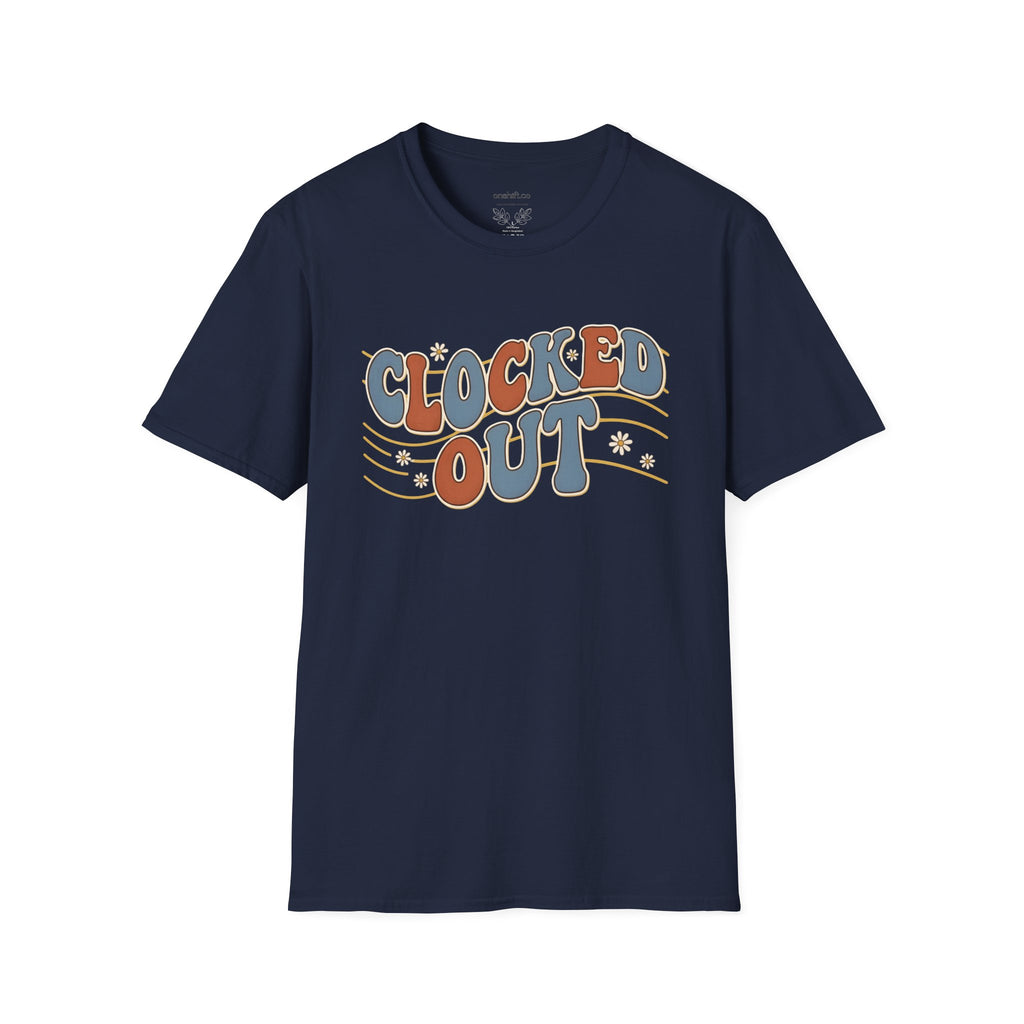 Clocked Out Nurse T-Shirt — Retro 70s Vibe