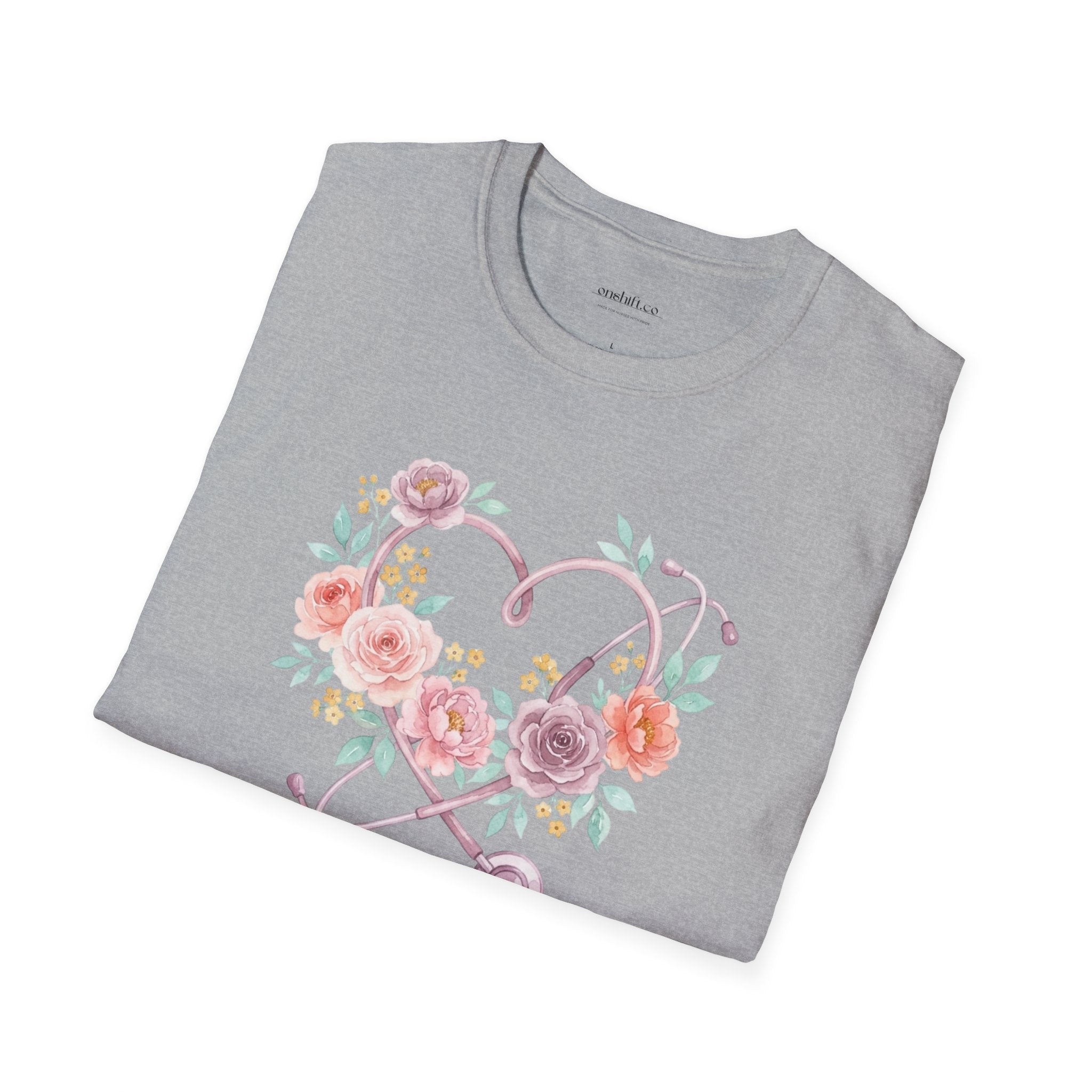 T-shirt floral d'infirmière en soins intensifs