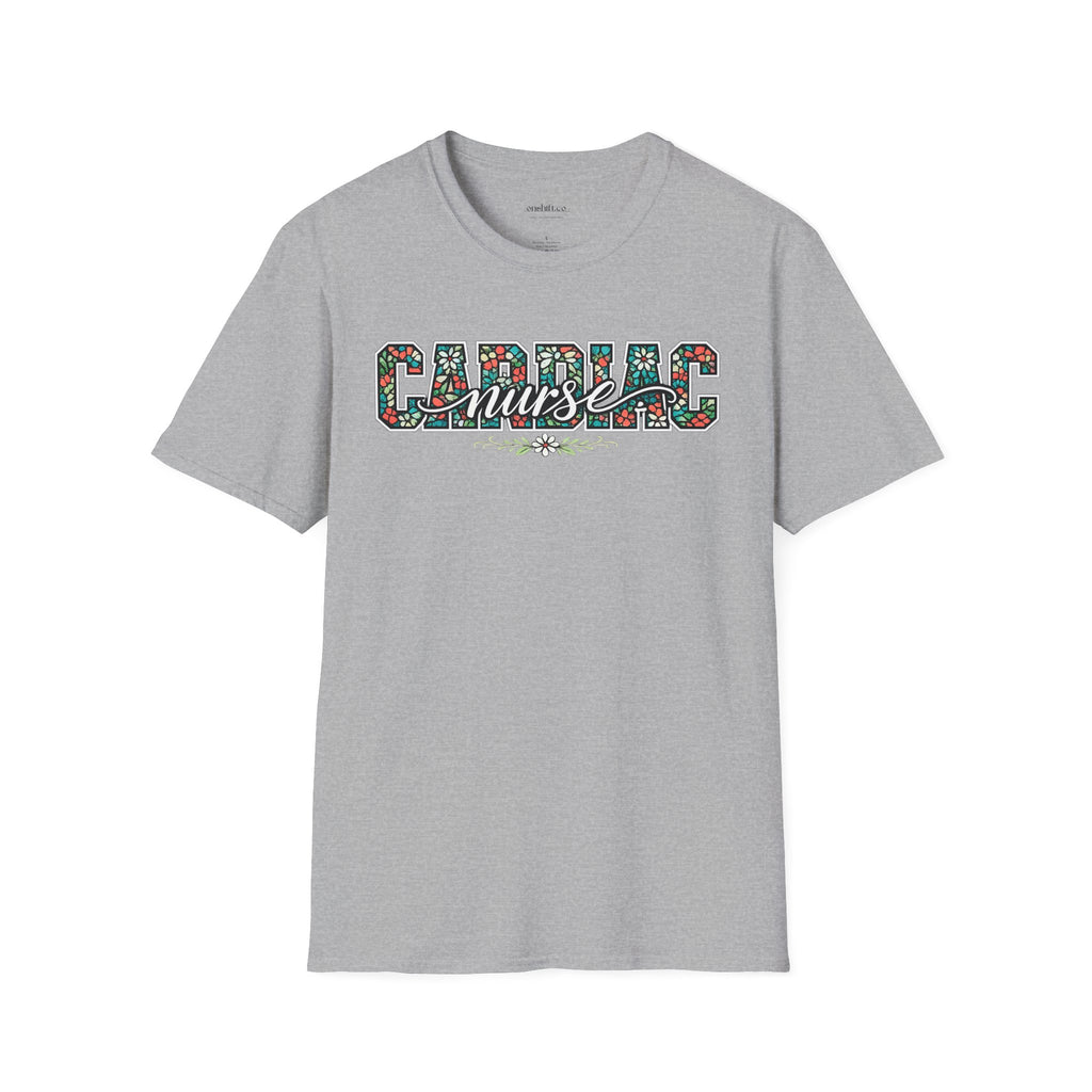 Cardiac Nurse Floral T-Shirt — Heartbeat Medical Gift for Nurses