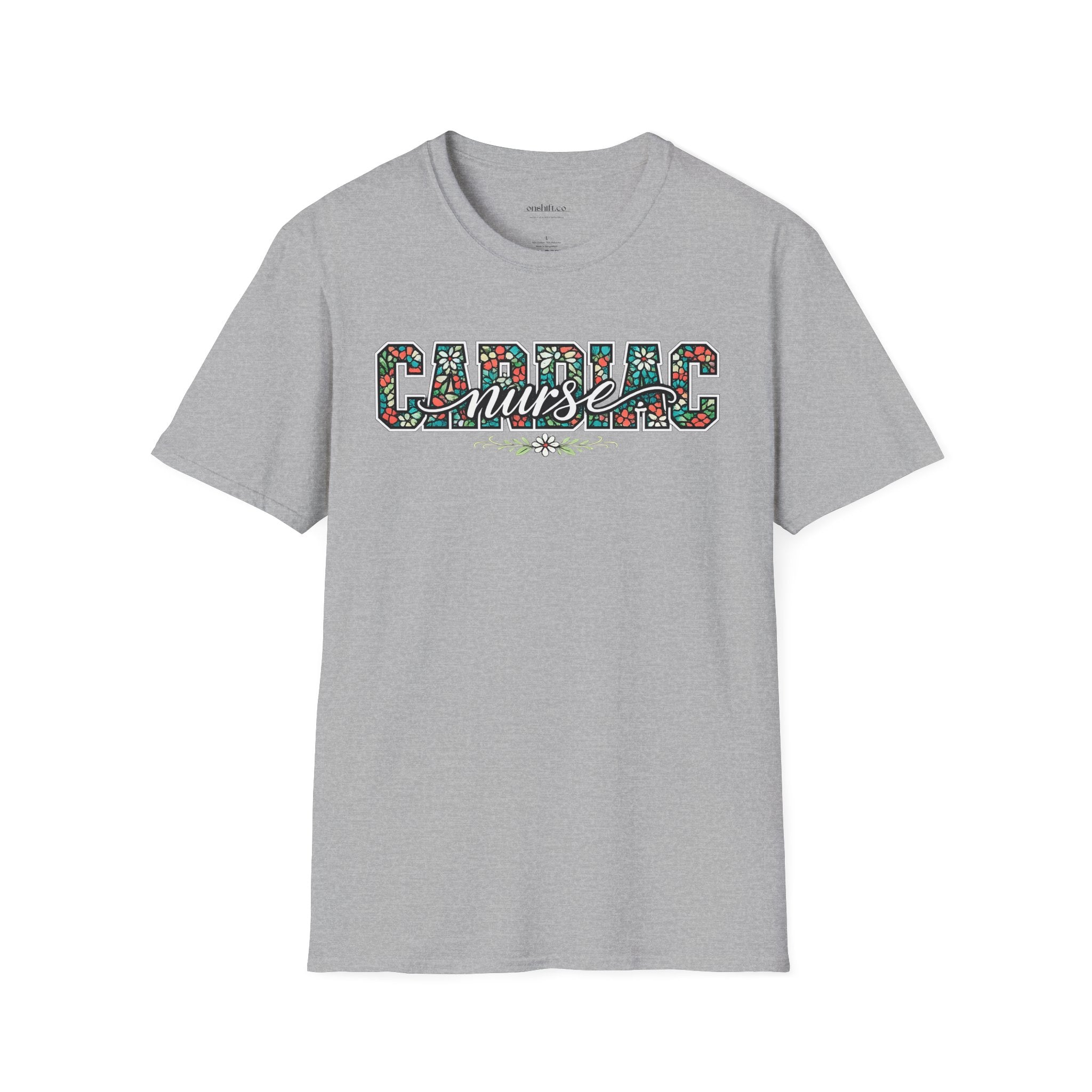 Cardiac Nurse Floral T-Shirt — Heartbeat Medical Gift for Nurses