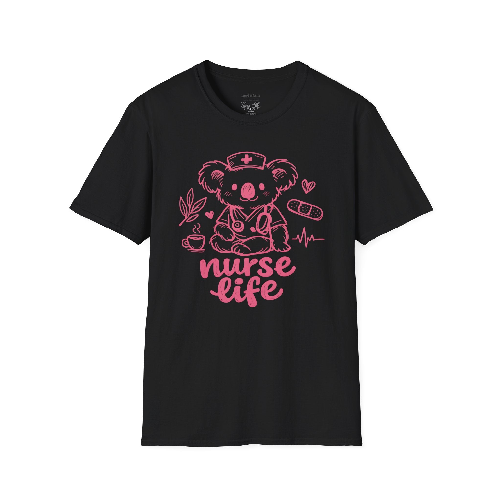Nurse Life Koala T‑Shirt — Cute Pink Nurse Koala Tee