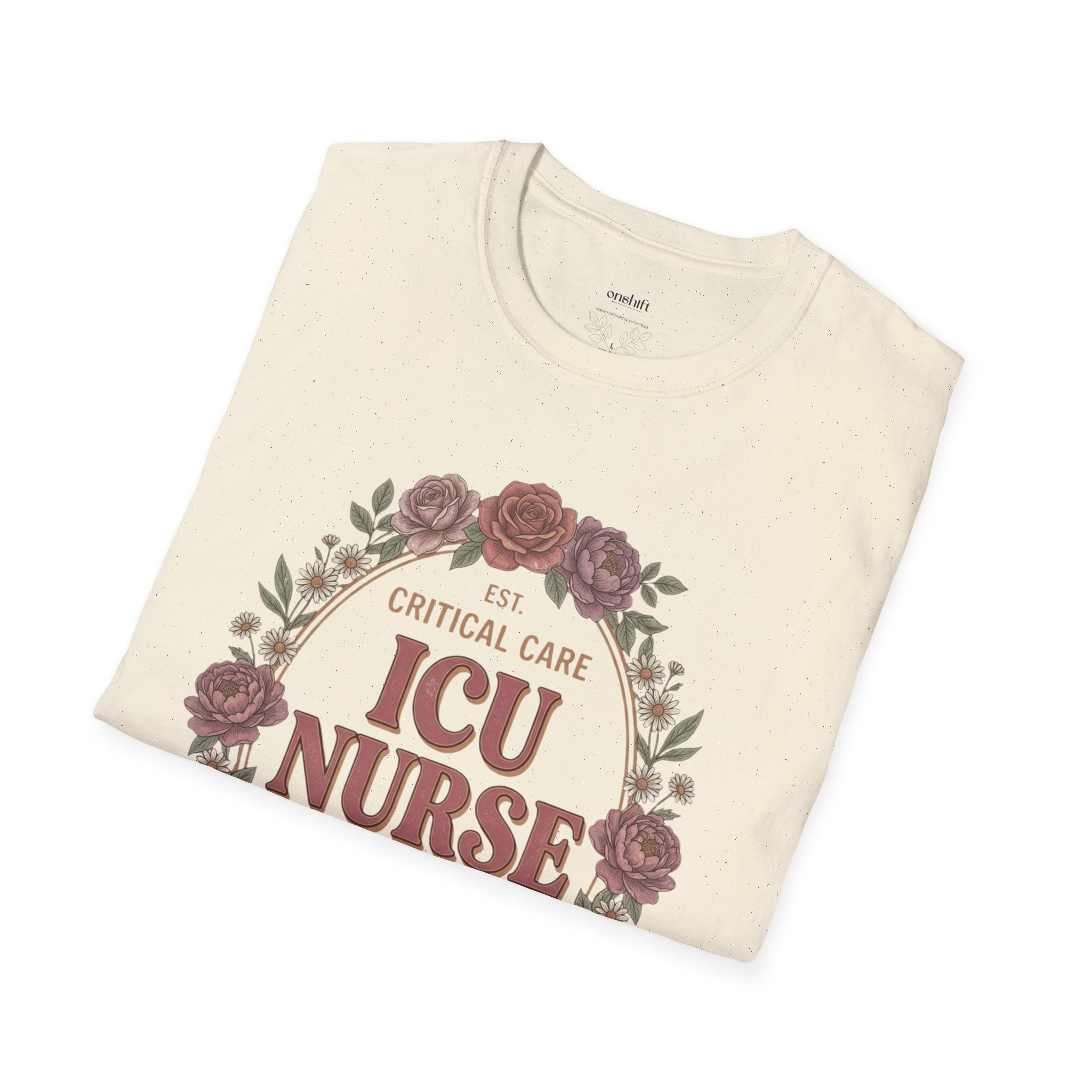 T-shirt infirmière en soins intensifs à motifs floraux