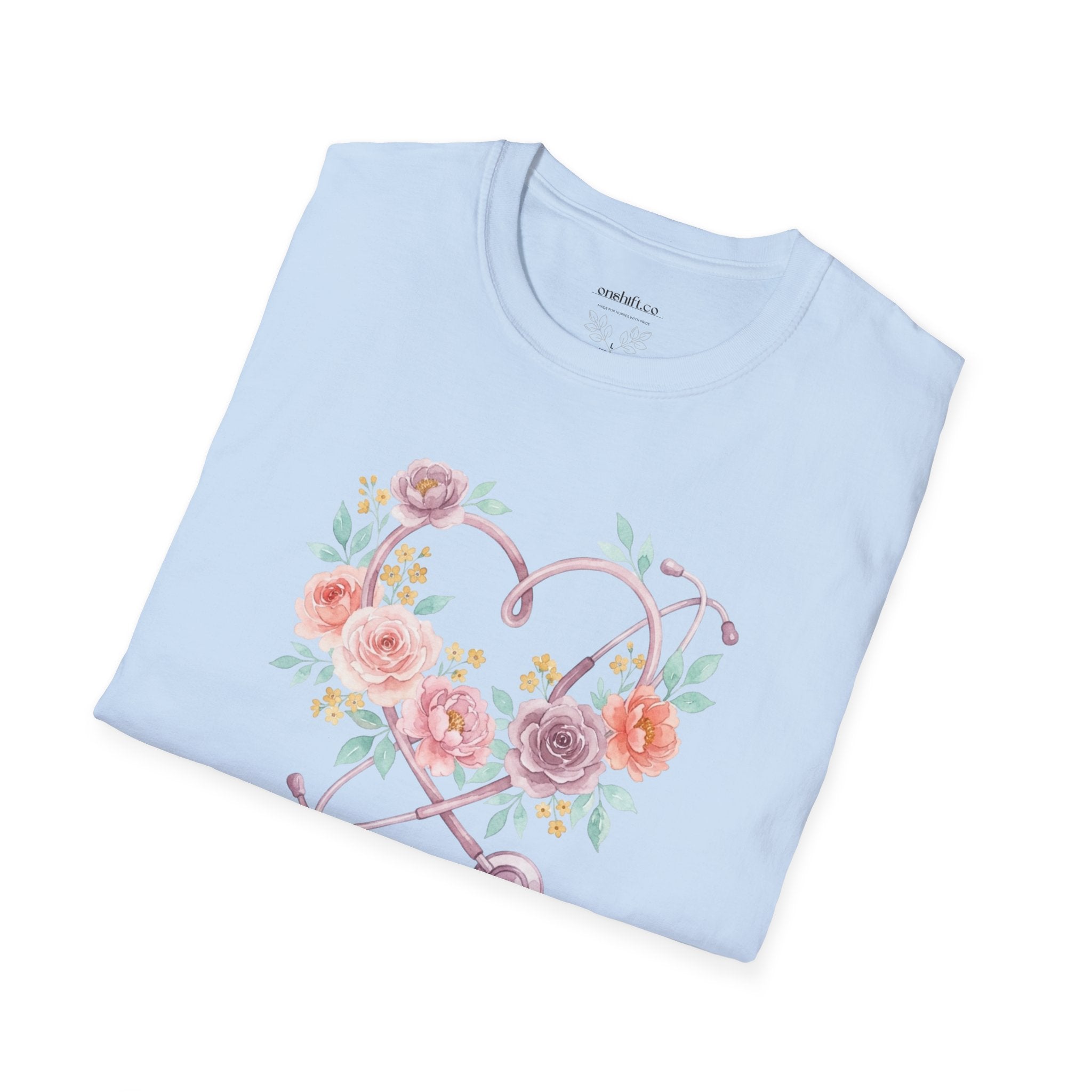 T-shirt floral d'infirmière en soins intensifs