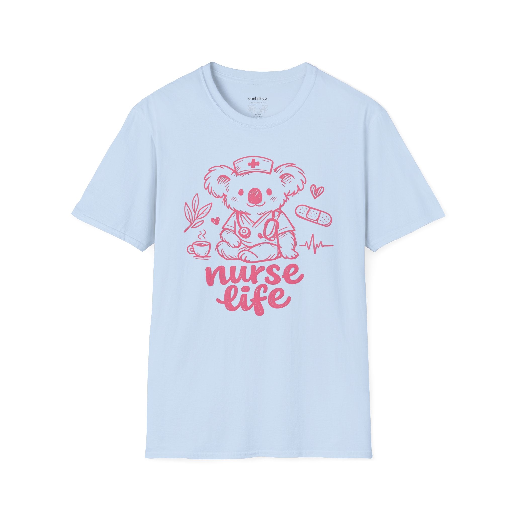 Nurse Life Koala T‑Shirt — Cute Pink Nurse Koala Tee