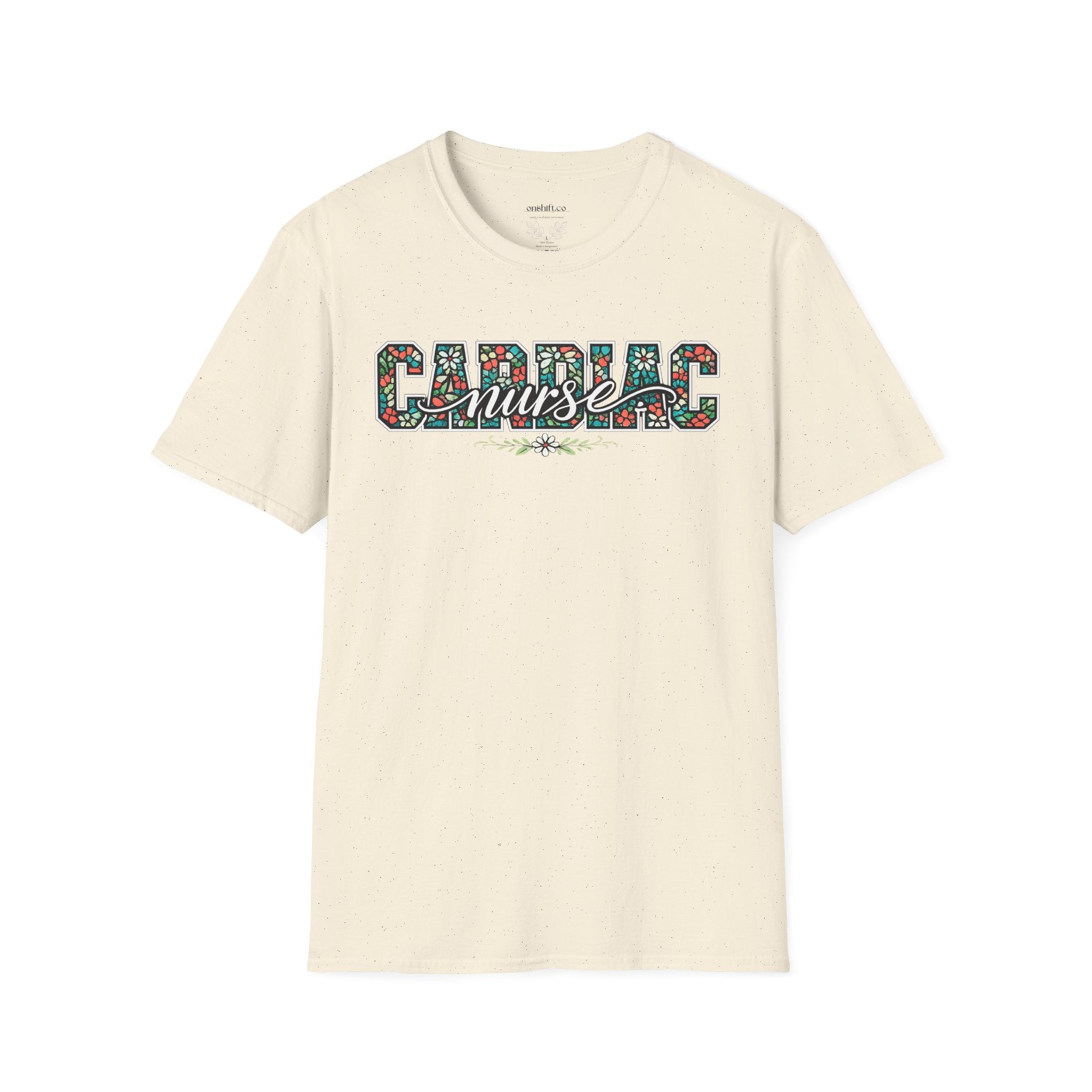 Cardiac Nurse Floral T-Shirt — Heartbeat Medical Gift for Nurses