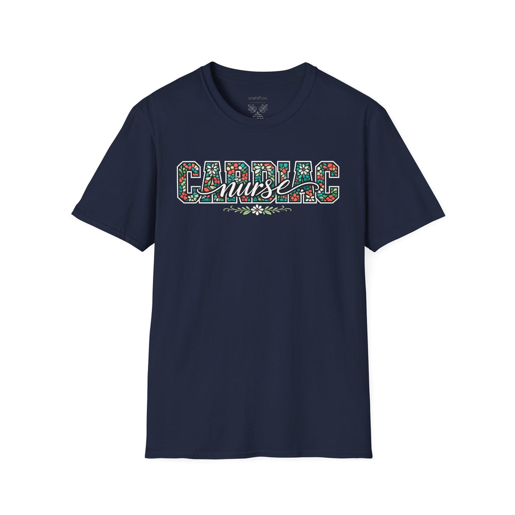 Cardiac Nurse Floral T-Shirt — Heartbeat Medical Gift for Nurses