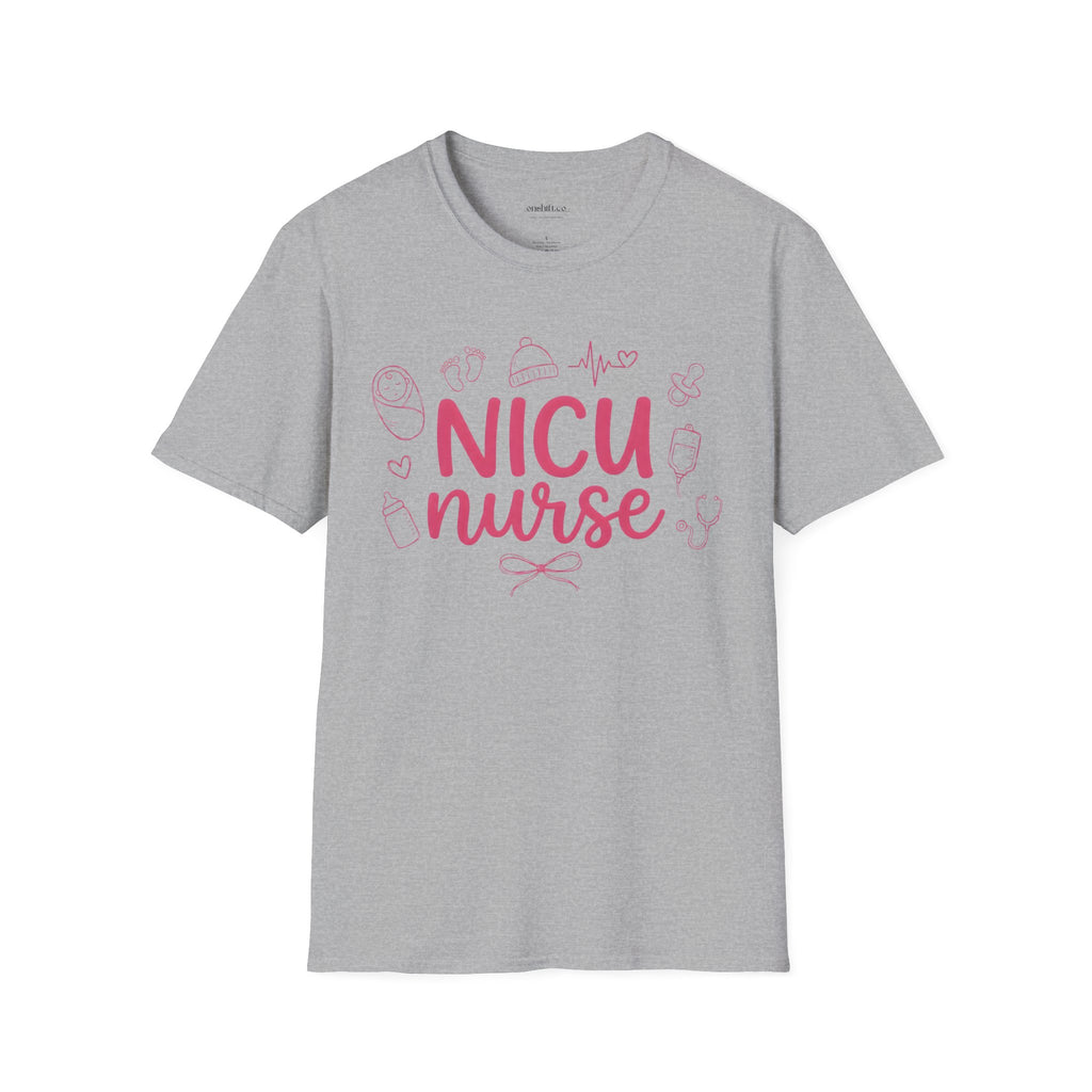 NICU Nurse T-Shirt — Pink Baby Care Tee for NICU Nurses