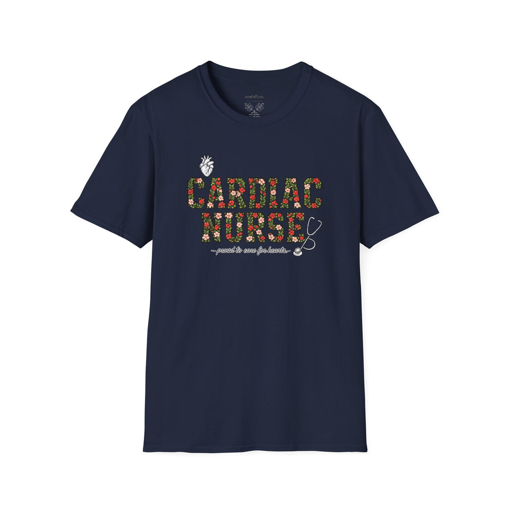 Cardiac Nurse Floral Tee — Proud to Care for Hearts