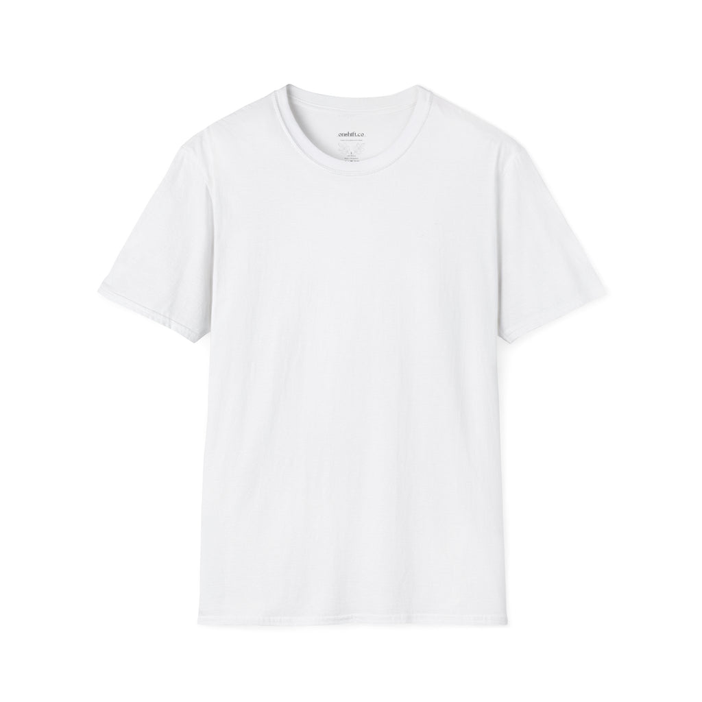 Plain white t-shirt on a light gray background