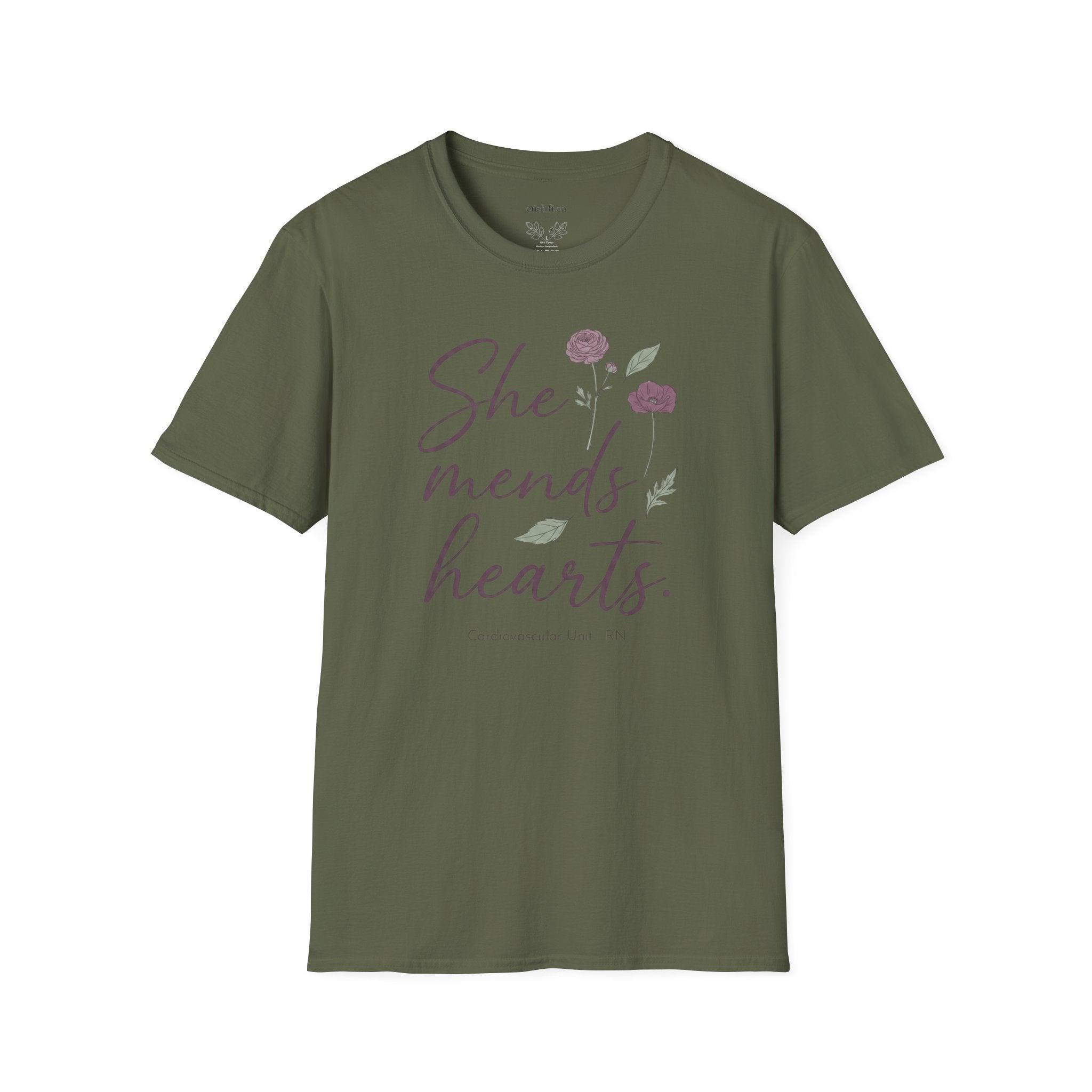 She Mends Hearts Cardiac RN T-Shirt