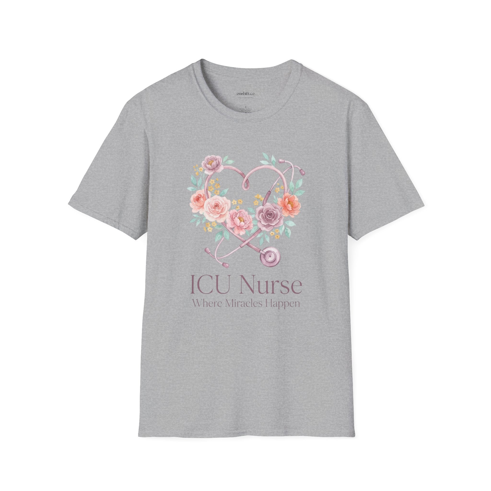 T-shirt floral d'infirmière en soins intensifs