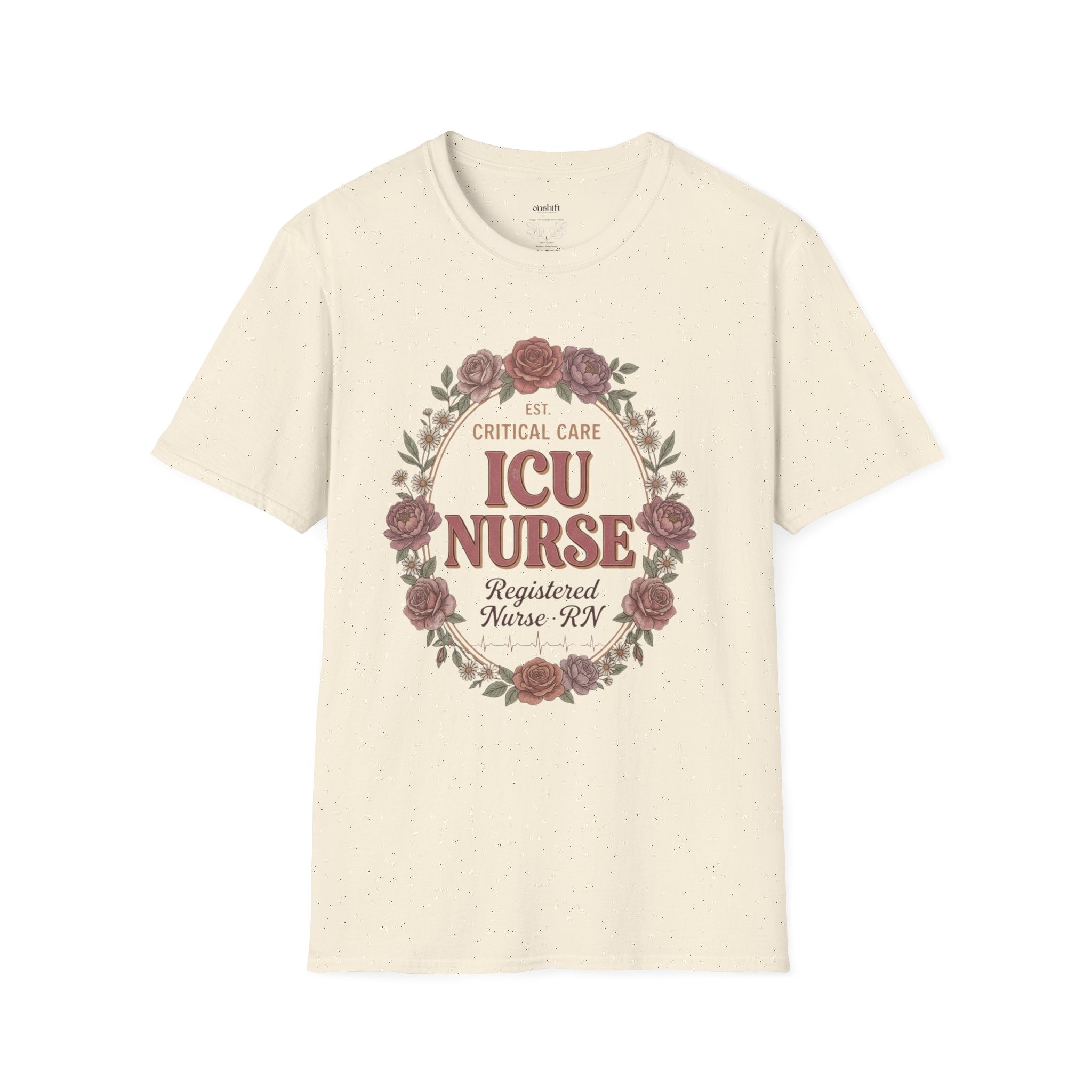 T-shirt infirmière en soins intensifs à motifs floraux