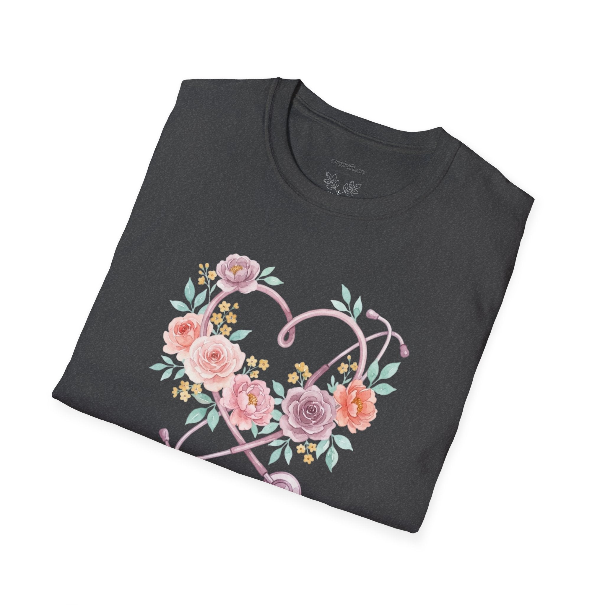 T-shirt floral d'infirmière en soins intensifs