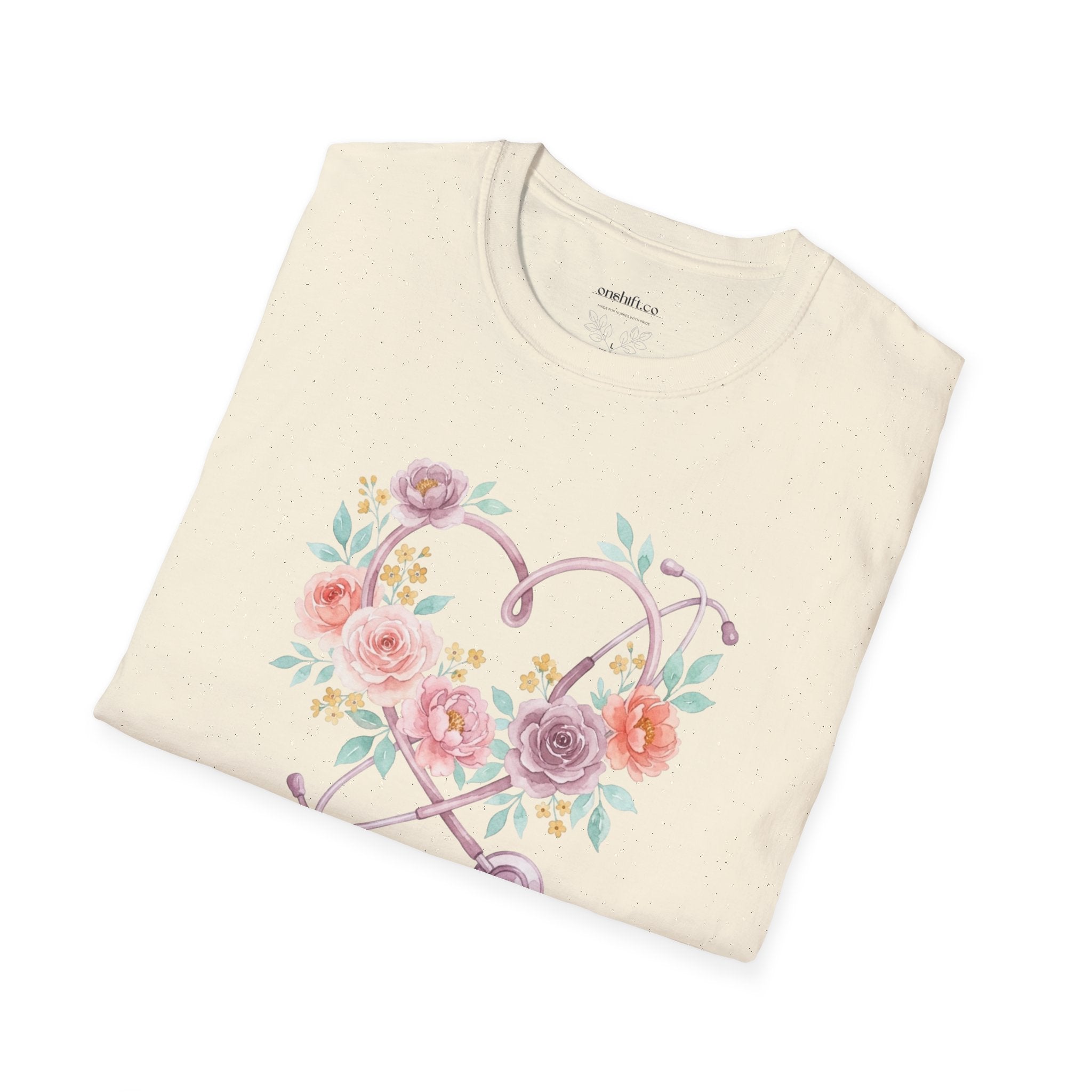 T-shirt floral d'infirmière en soins intensifs