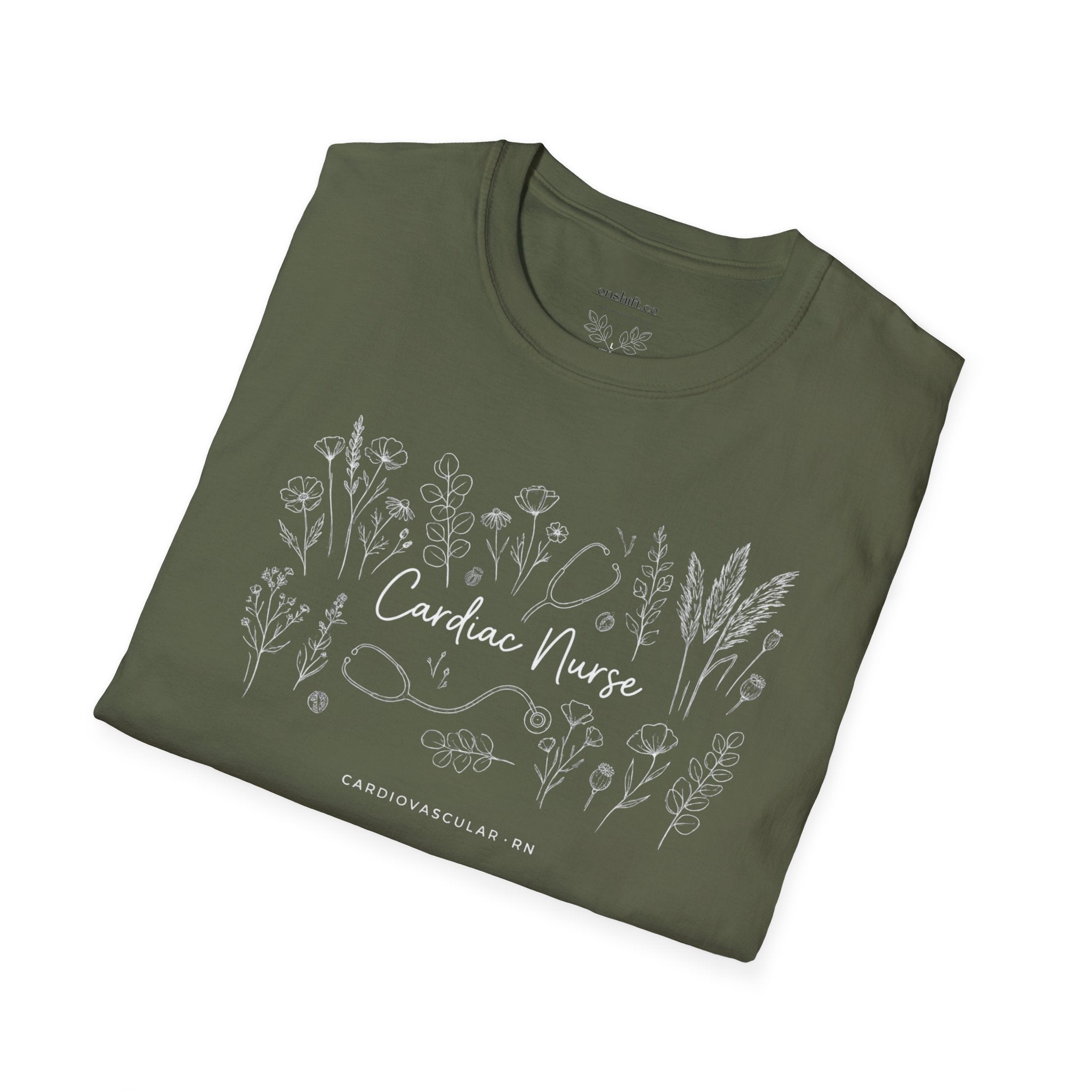 T-shirt d'infirmière en cardiologie à motifs floraux