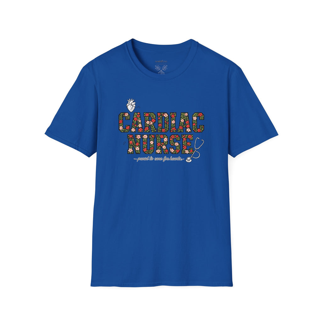 Cardiac Nurse Floral Tee — Proud to Care for Hearts