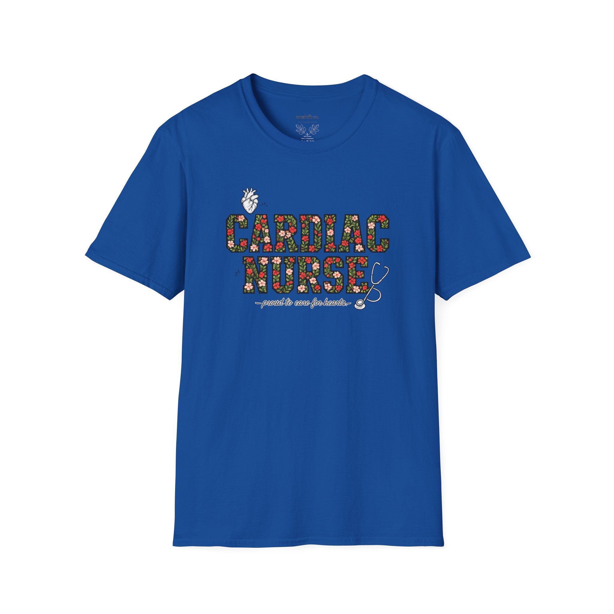 Cardiac Nurse Floral Tee — Proud to Care for Hearts