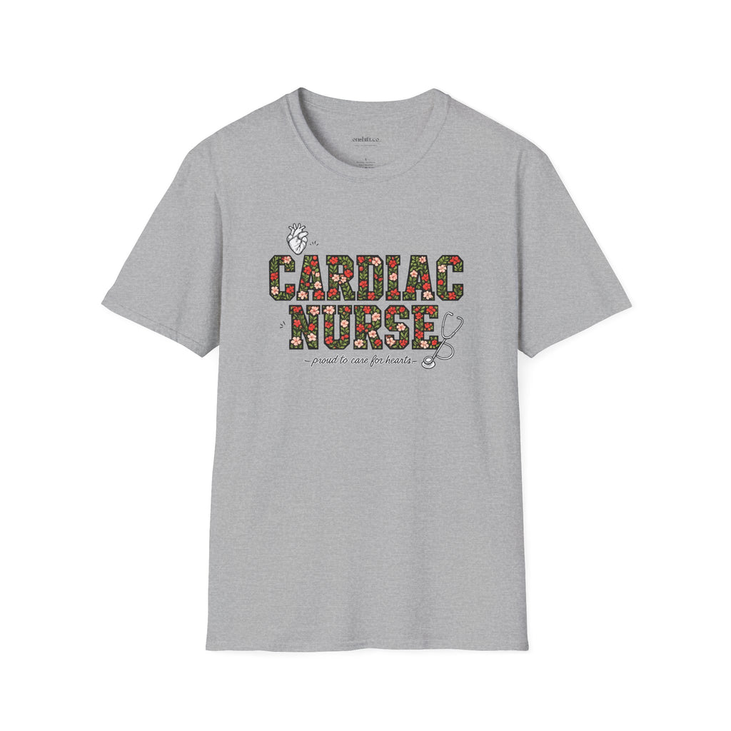 Cardiac Nurse Floral Tee — Proud to Care for Hearts