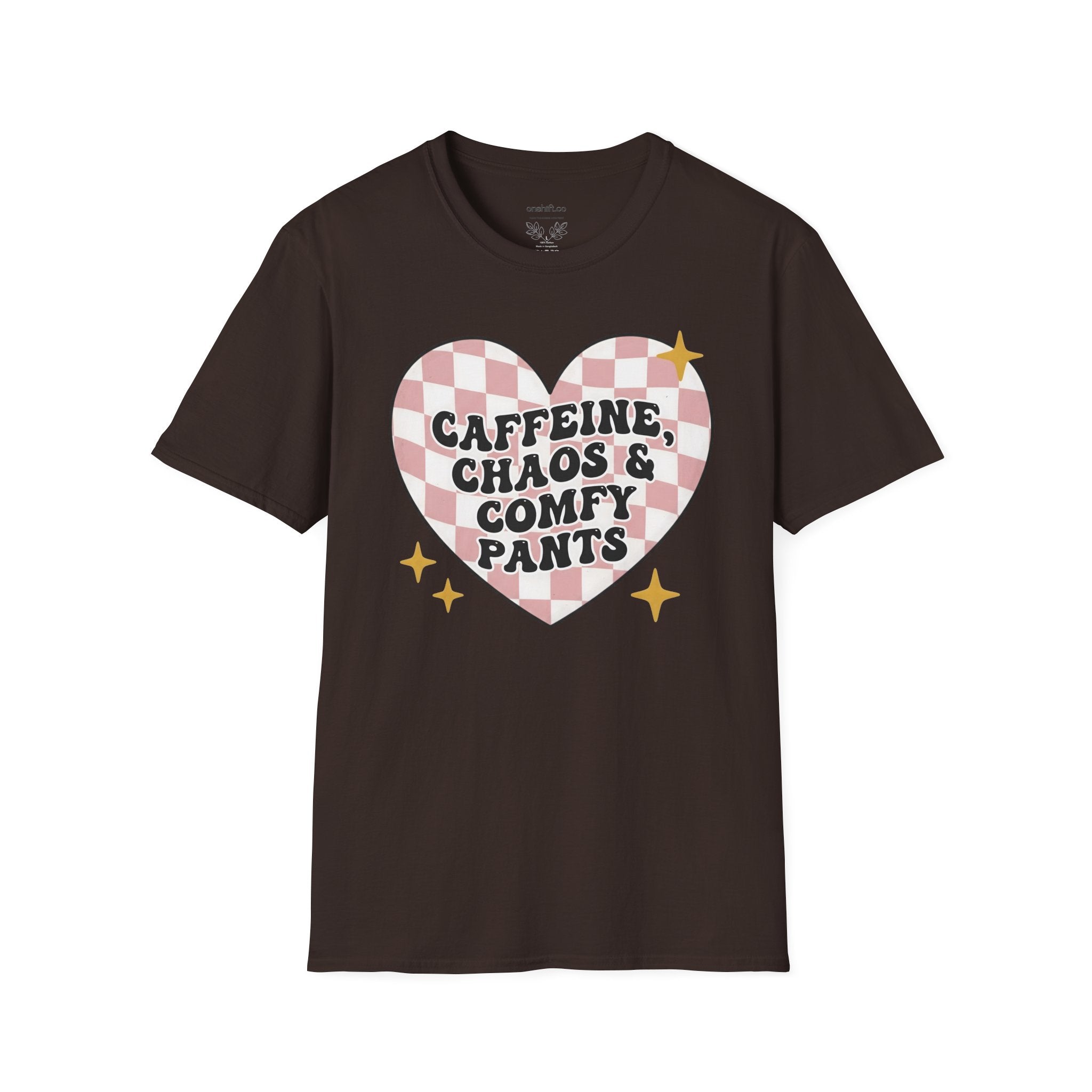 “Caffeine, Chaos & Comfy Pants” Nurse T-shirt
