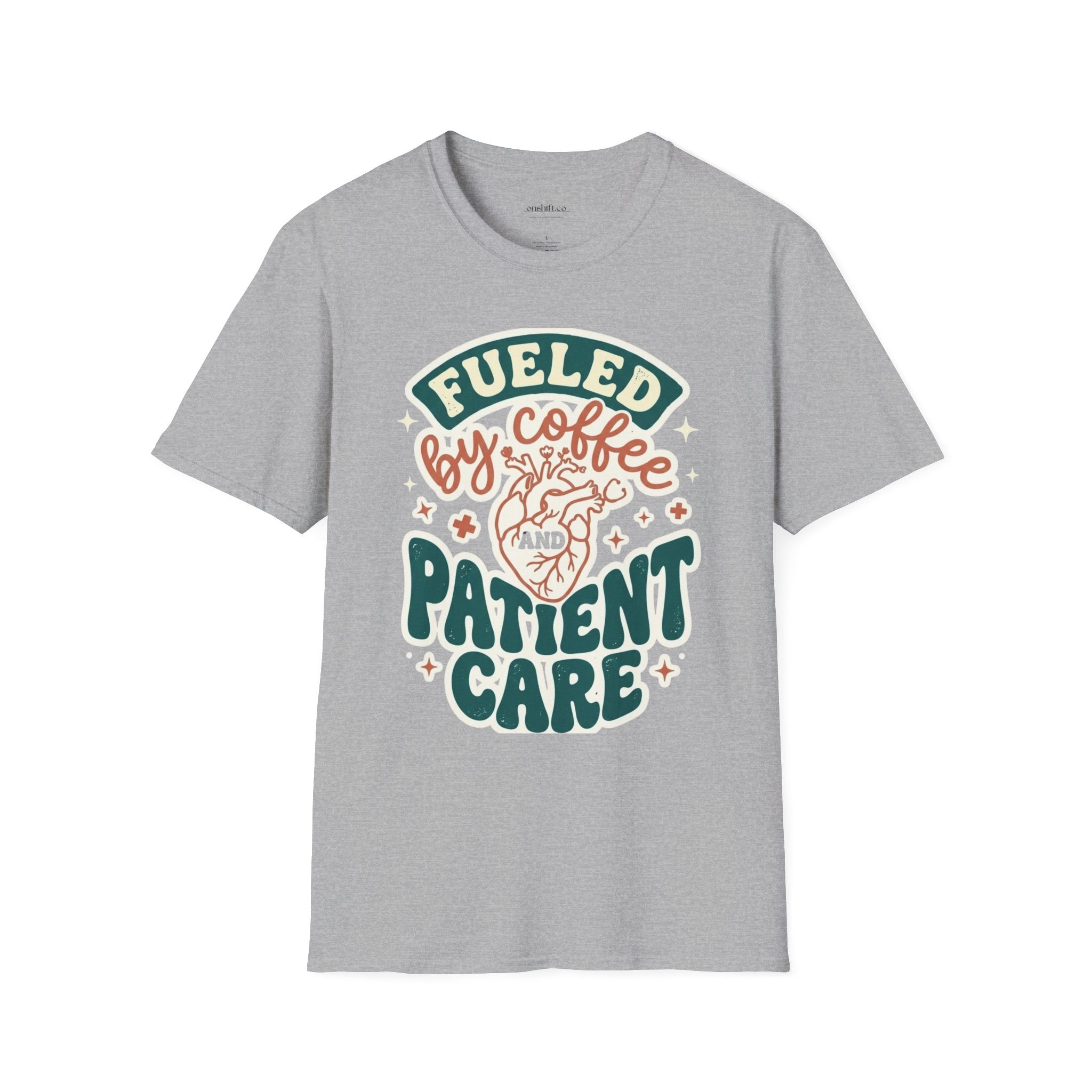 T-shirt Alimenté par le Café et les Soins aux Patients