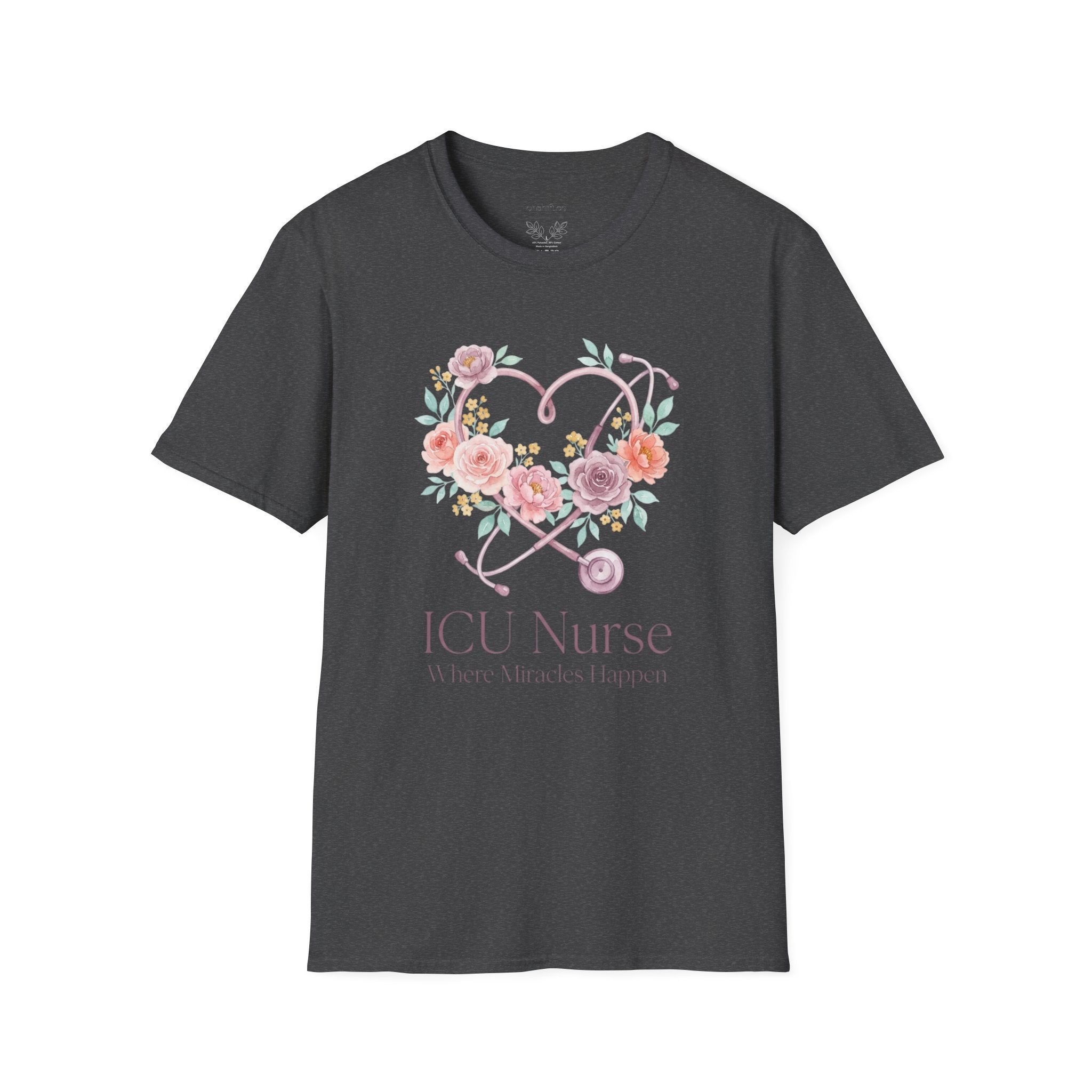 T-shirt floral d'infirmière en soins intensifs