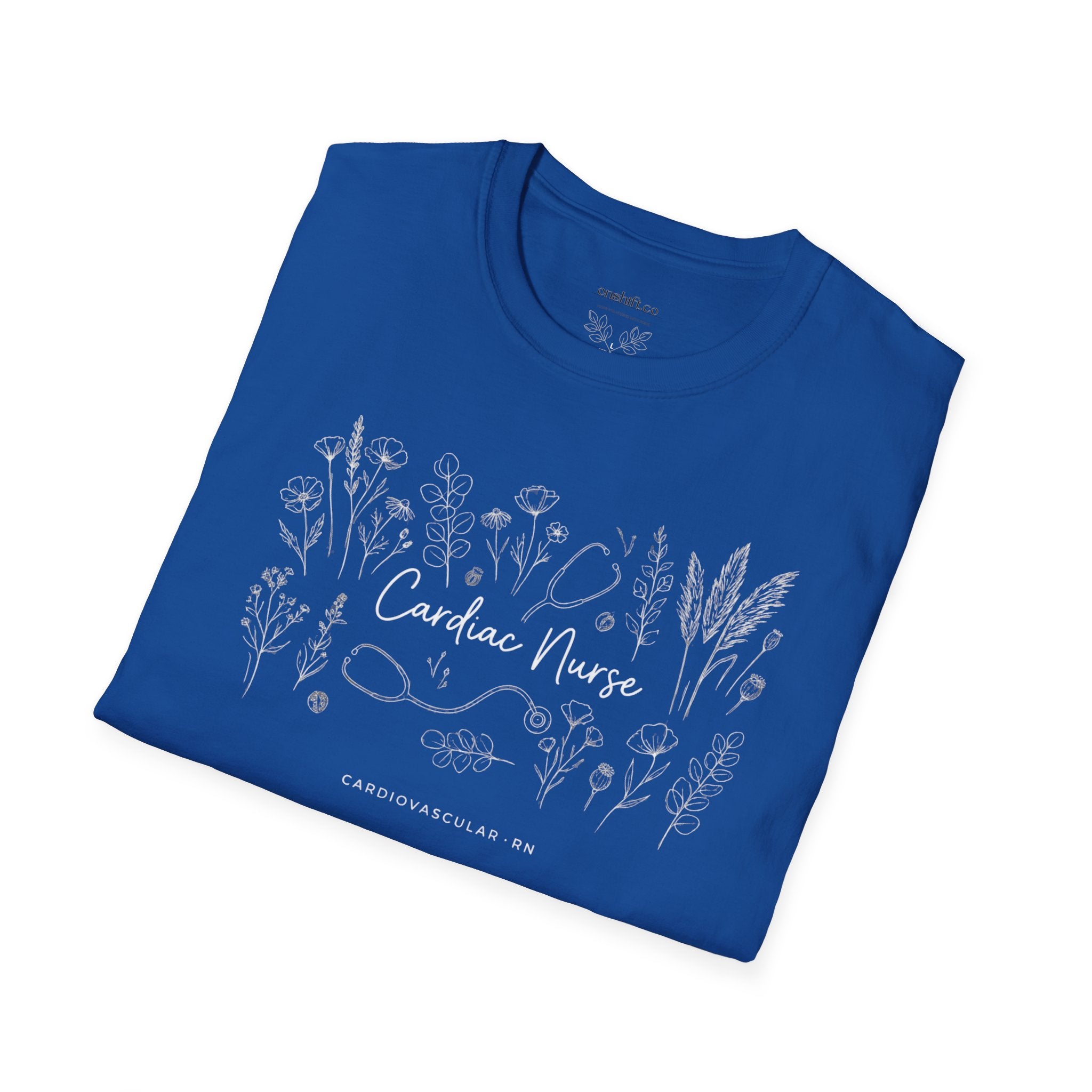T-shirt d'infirmière en cardiologie à motifs floraux