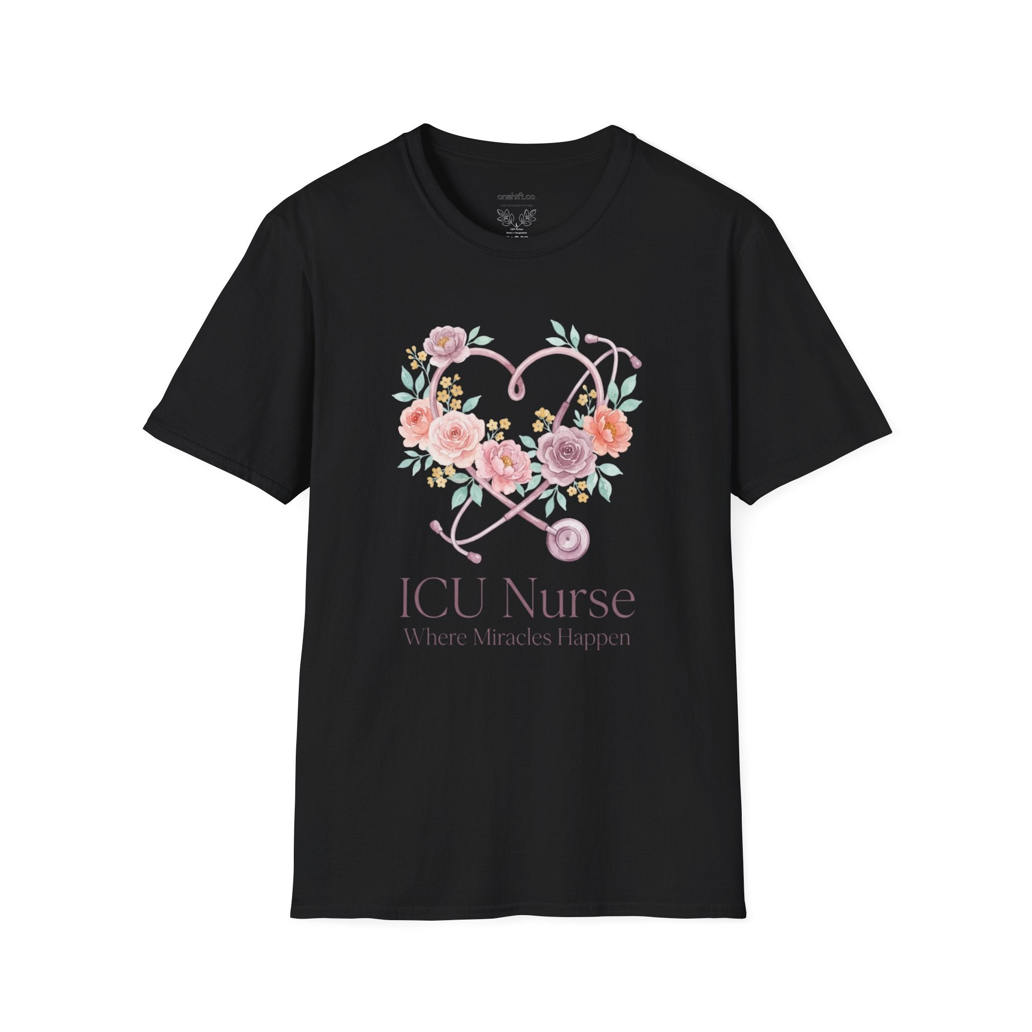 T-shirt floral d'infirmière en soins intensifs