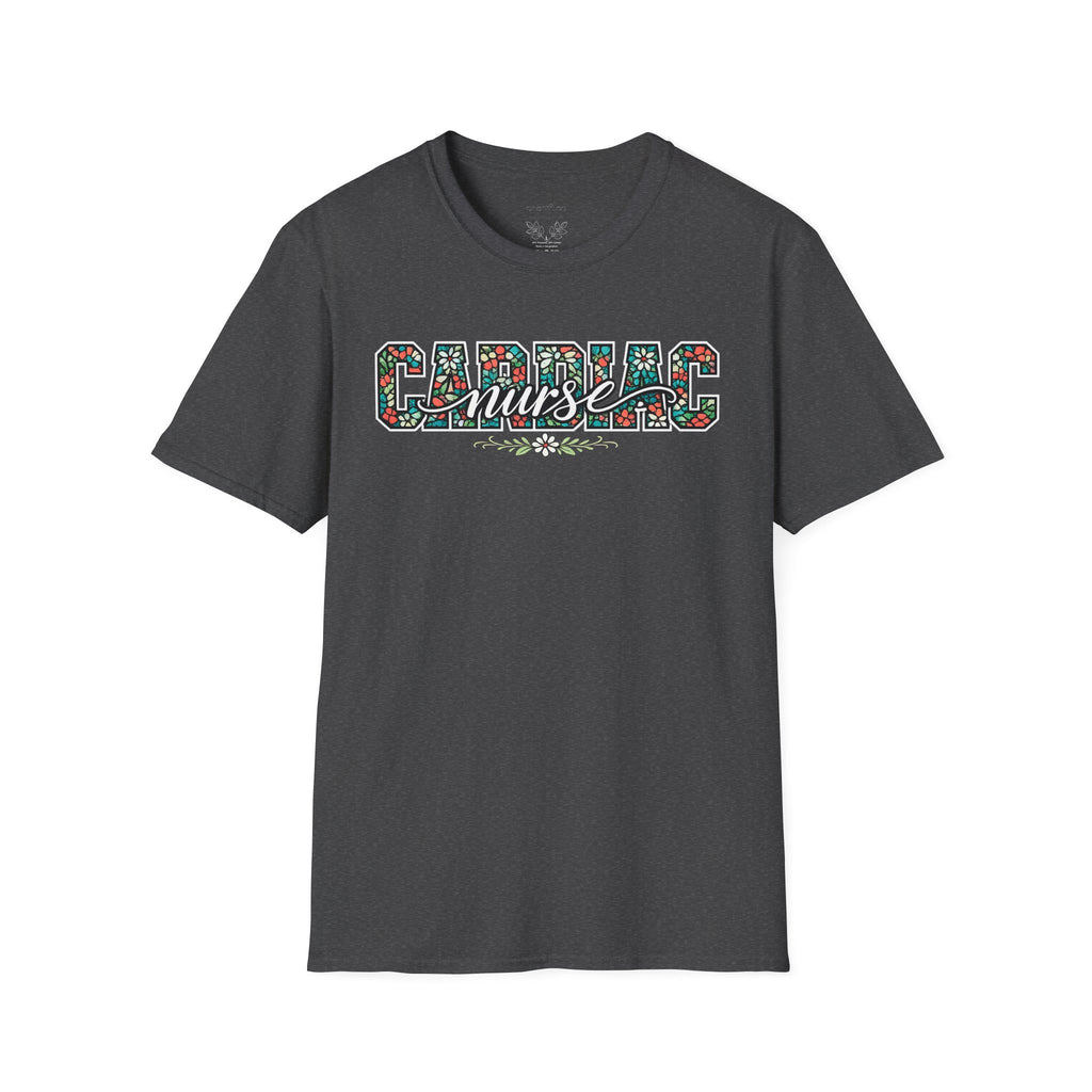Cardiac Nurse Floral T-Shirt — Heartbeat Medical Gift for Nurses