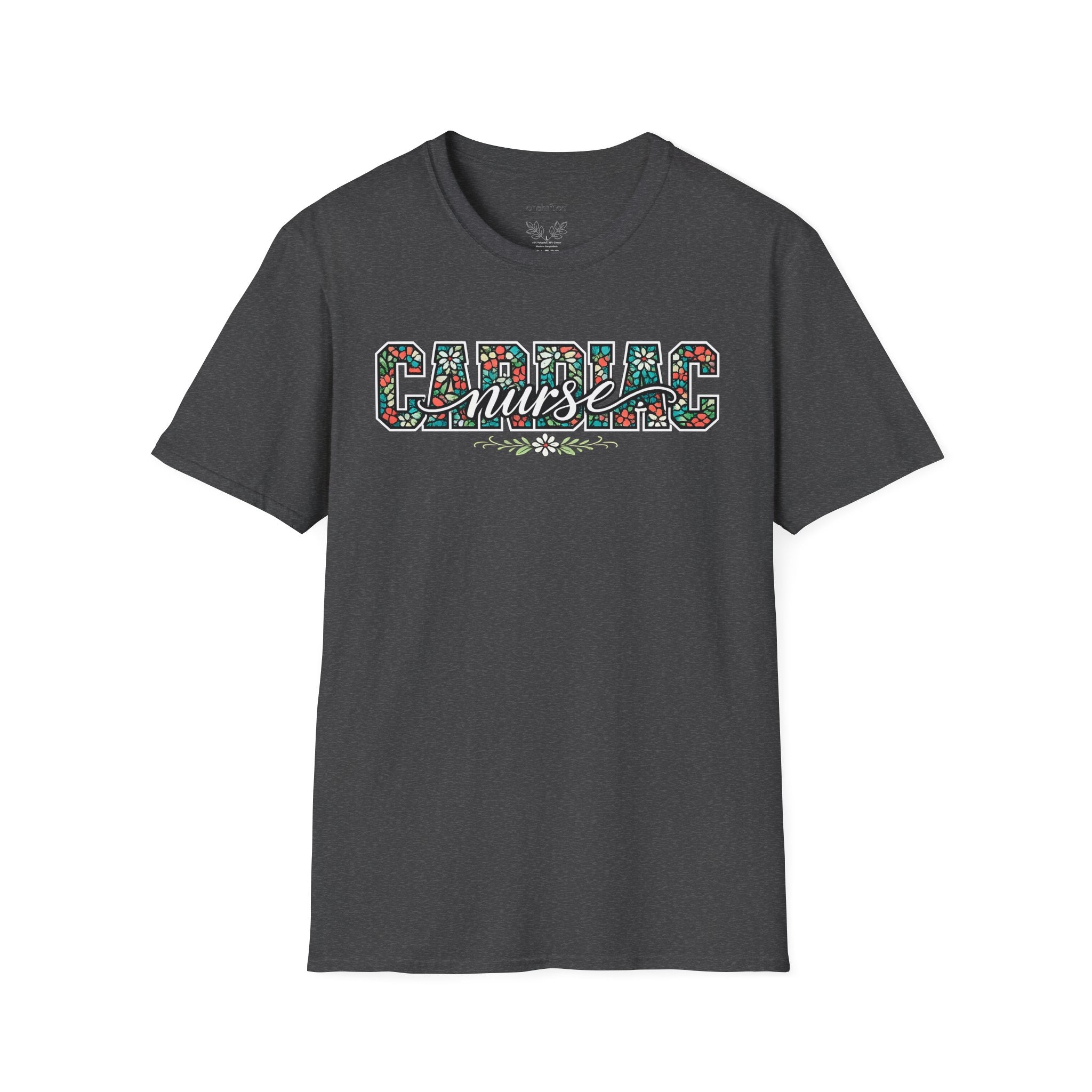 Cardiac Nurse Floral T-Shirt — Heartbeat Medical Gift for Nurses